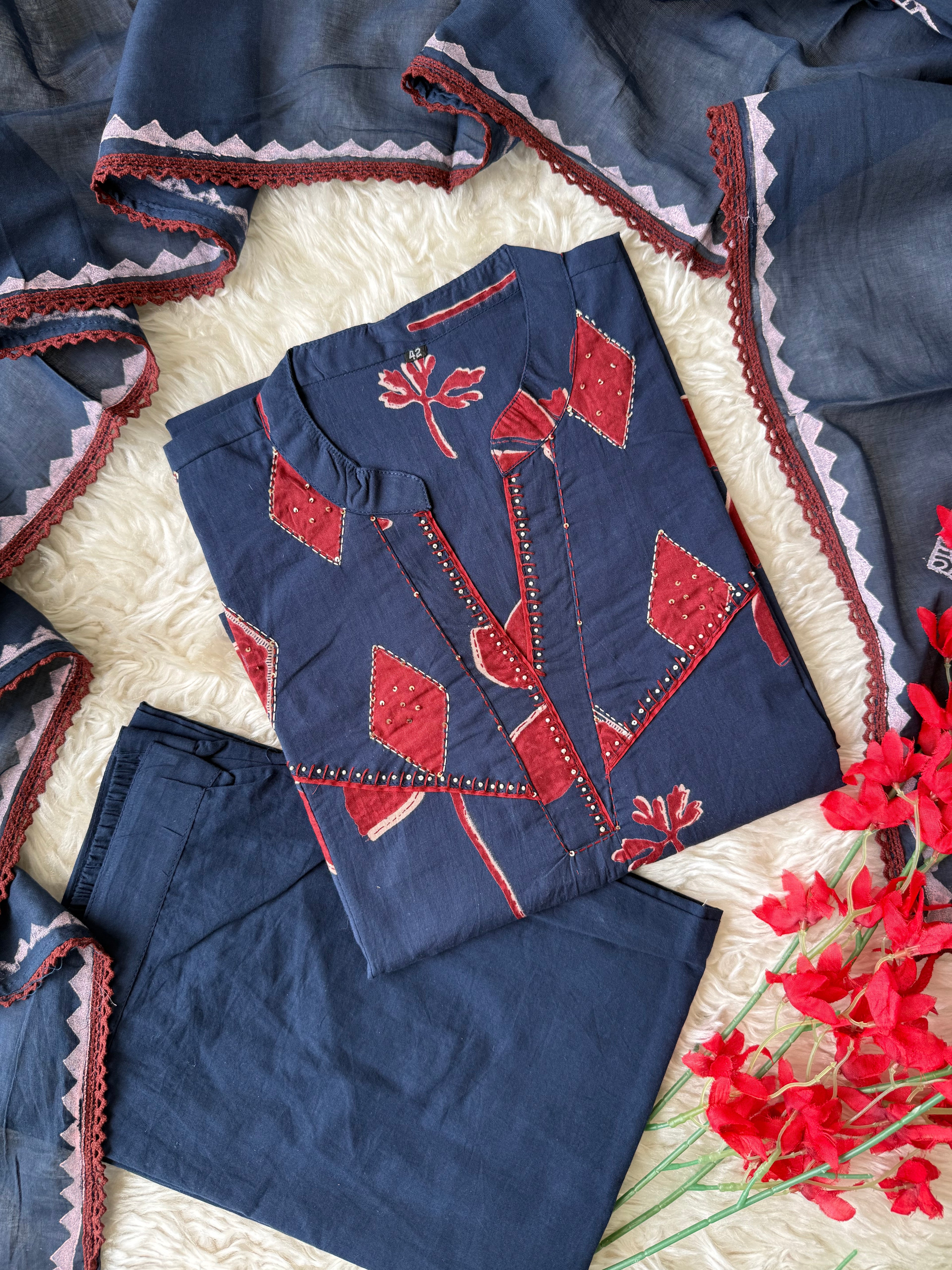 Premium Cotton Kurti Pant Dupatta Set