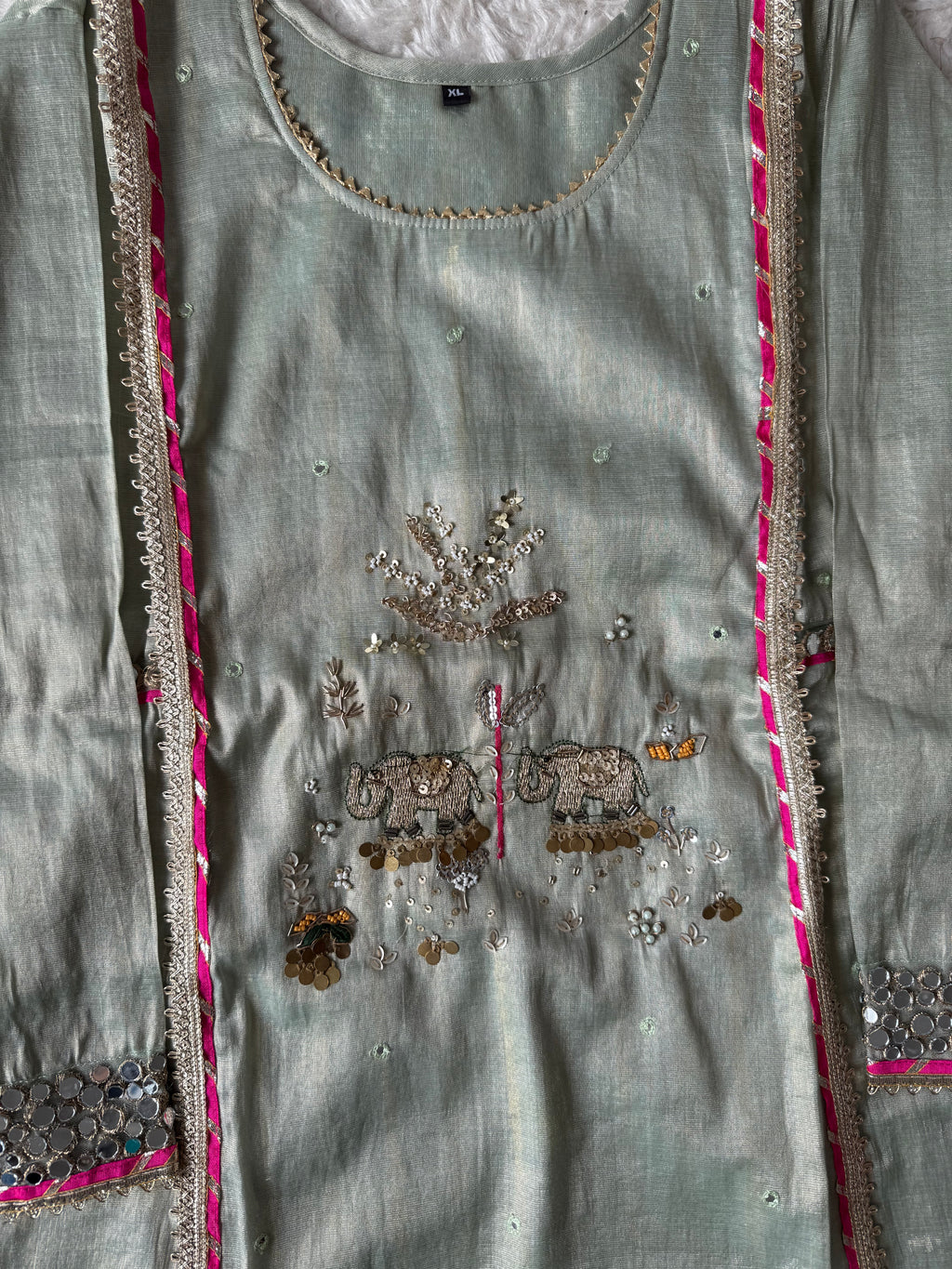 Tissue Shimmer Kurti Pant Dupatta Set