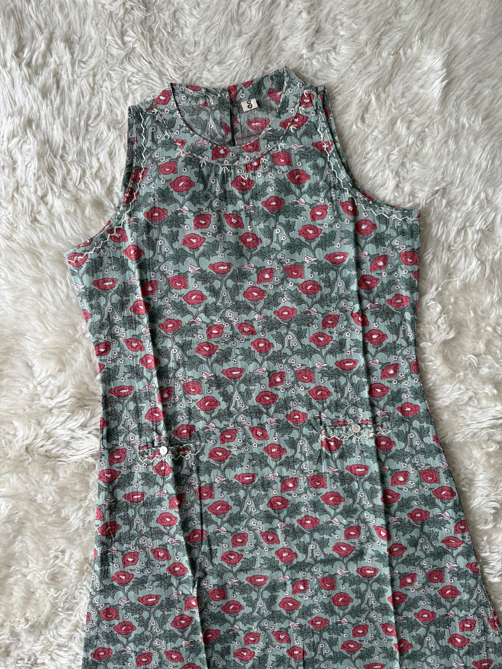 Pure Cotton Sleeveless Kurti Pant Set
