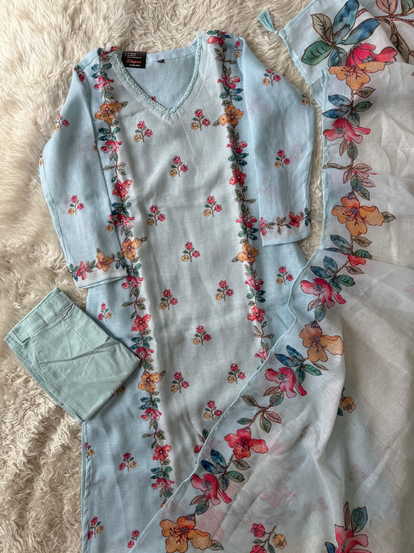 Linen Kurti Pant Dupatta Set