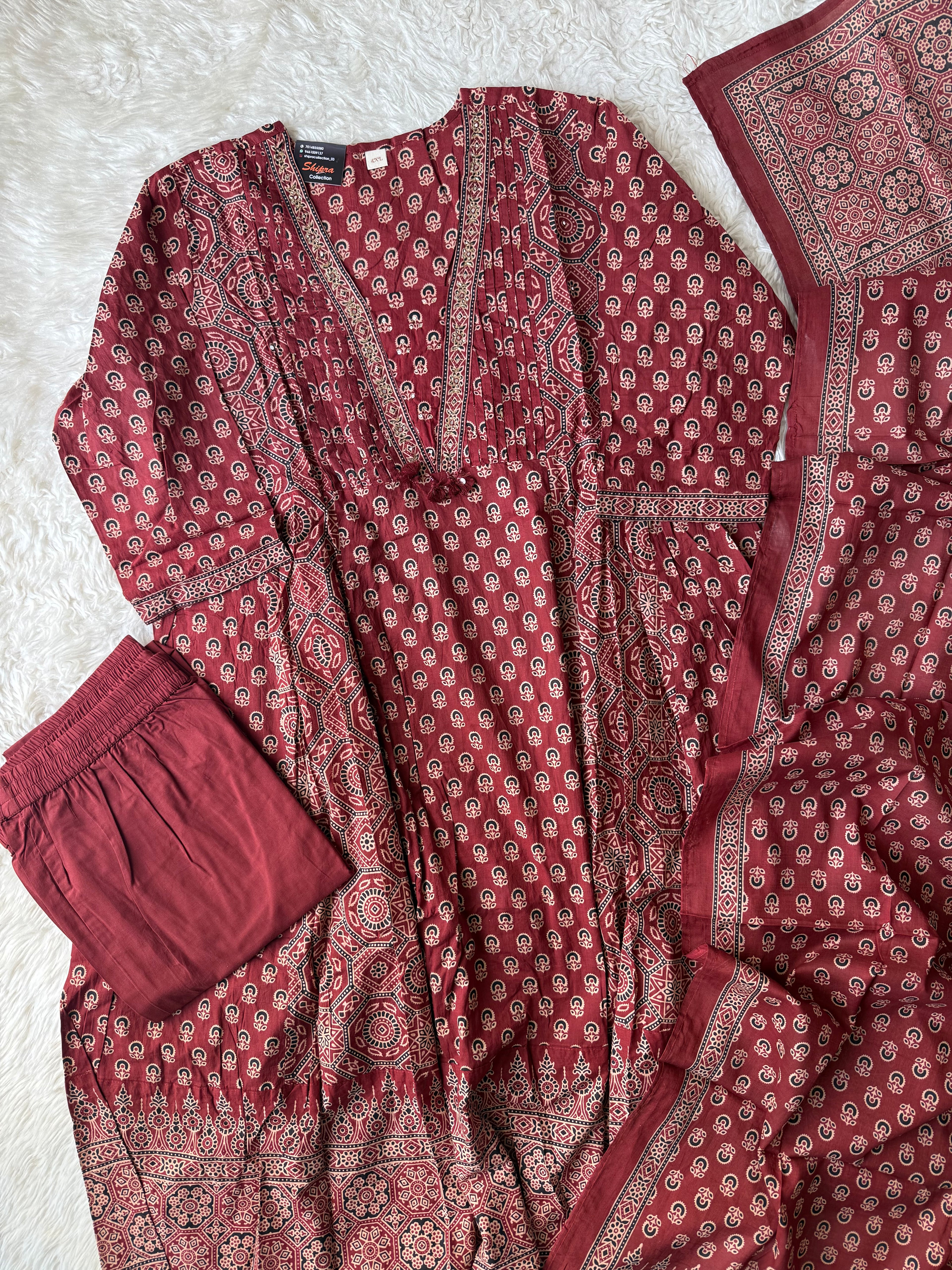 Premium Cotton FLARE Kurti Pant Dupatta Set