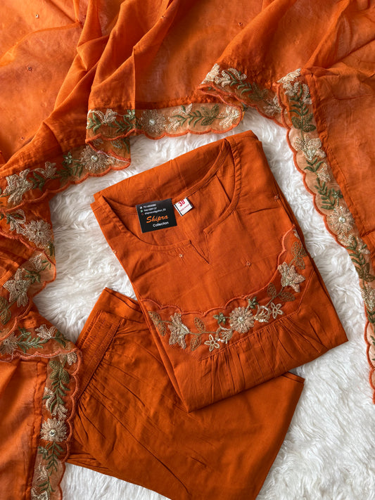 Mul Cotton Kurti Pant Dupatta Set