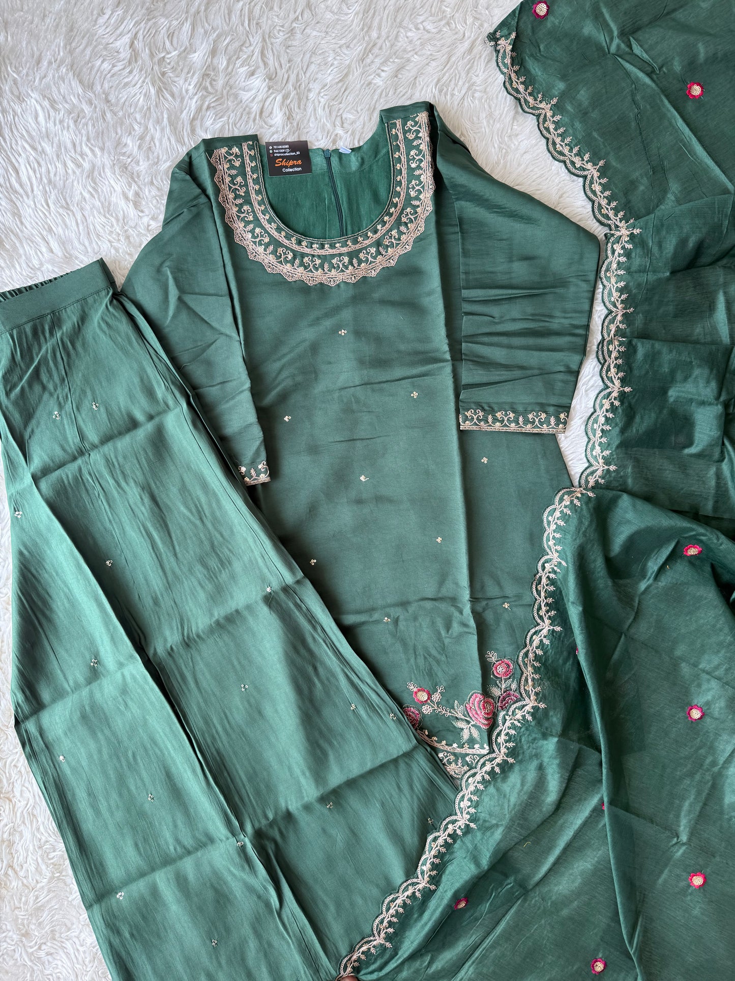 Muslin Silk Kurti Sharara Dupatta Set