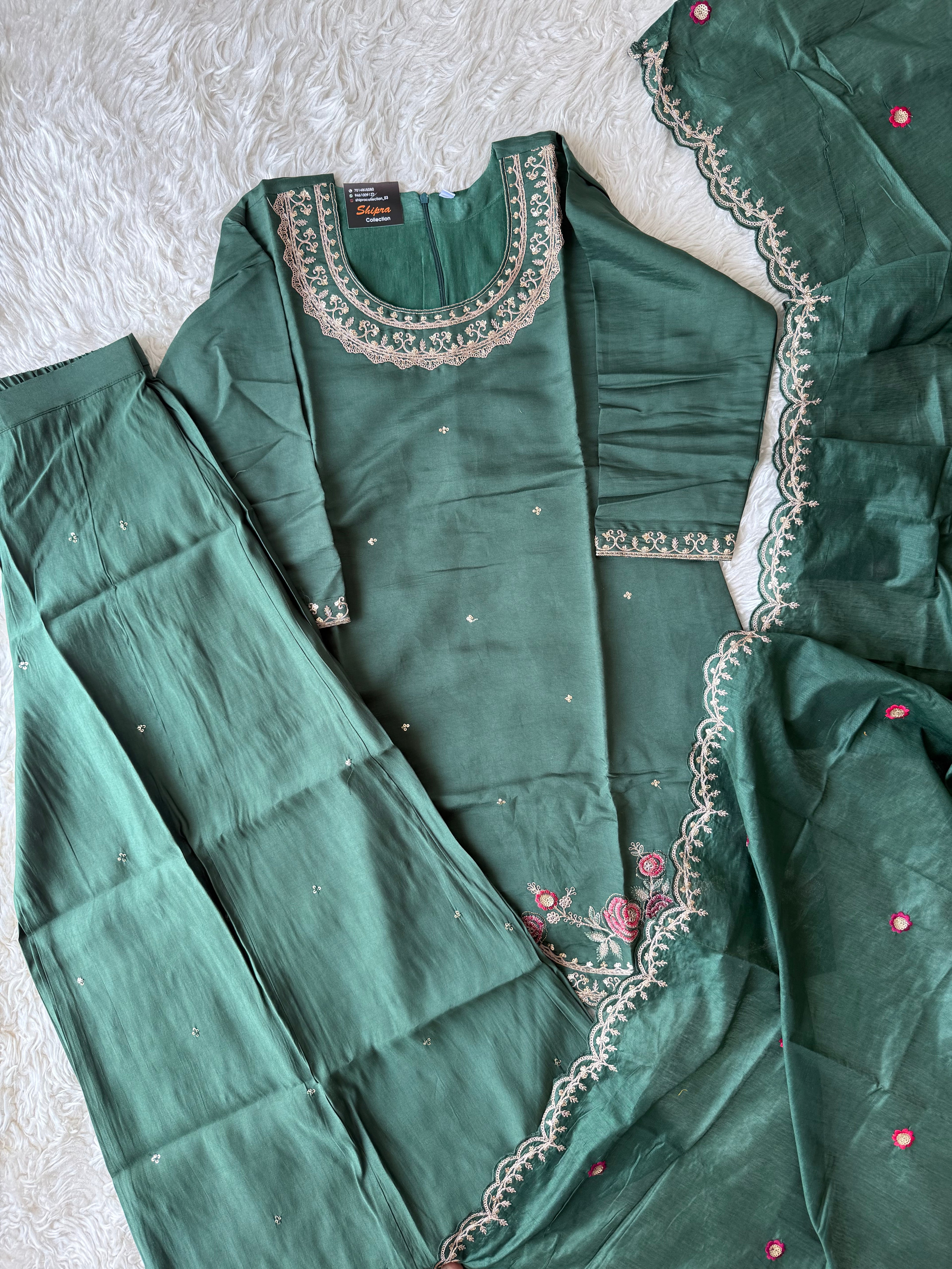 Muslin Silk Kurti Sharara Dupatta Set