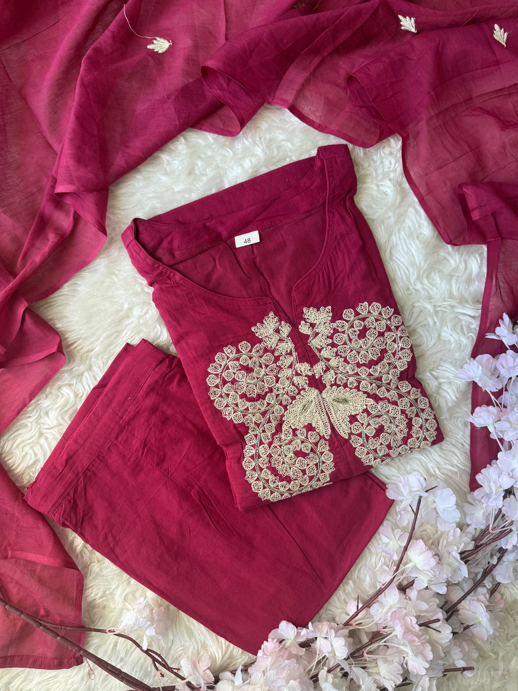 Premium Cotton Kurti Pant Dupatta Set