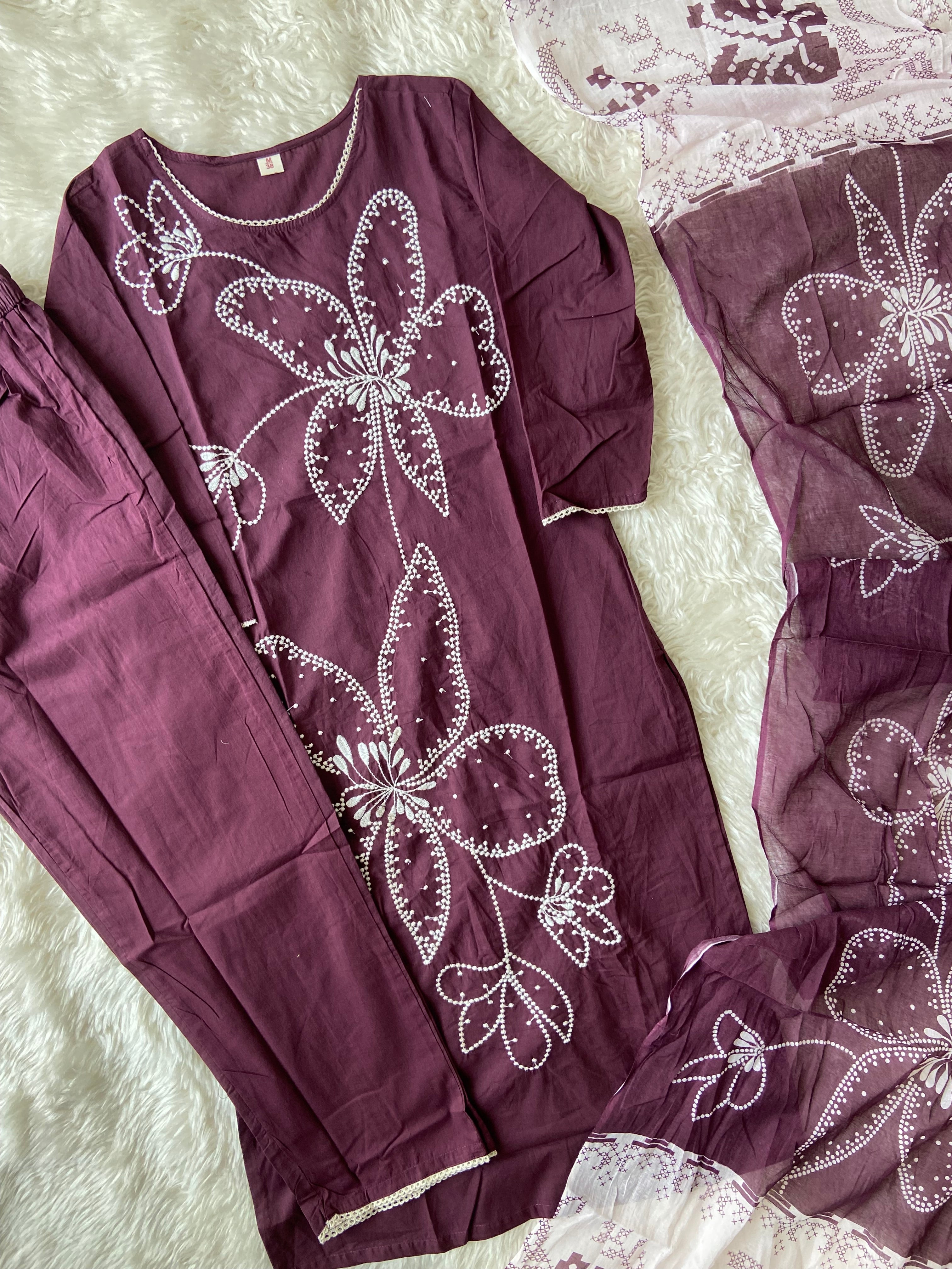 Hit selling 🛍️ Pure Cotton Kurti Pant Dupatta Set