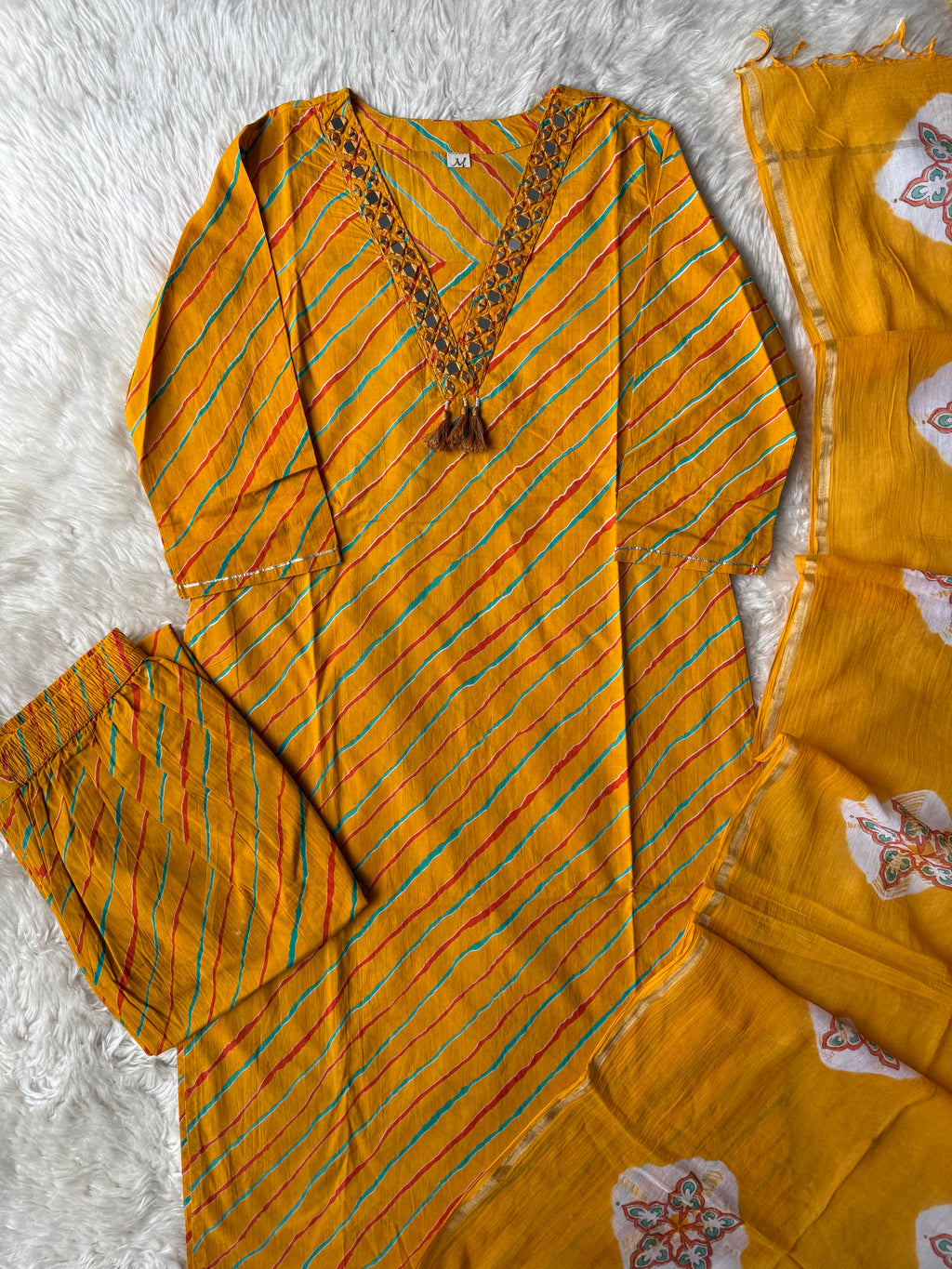 Premium Cotton Lehariya Set