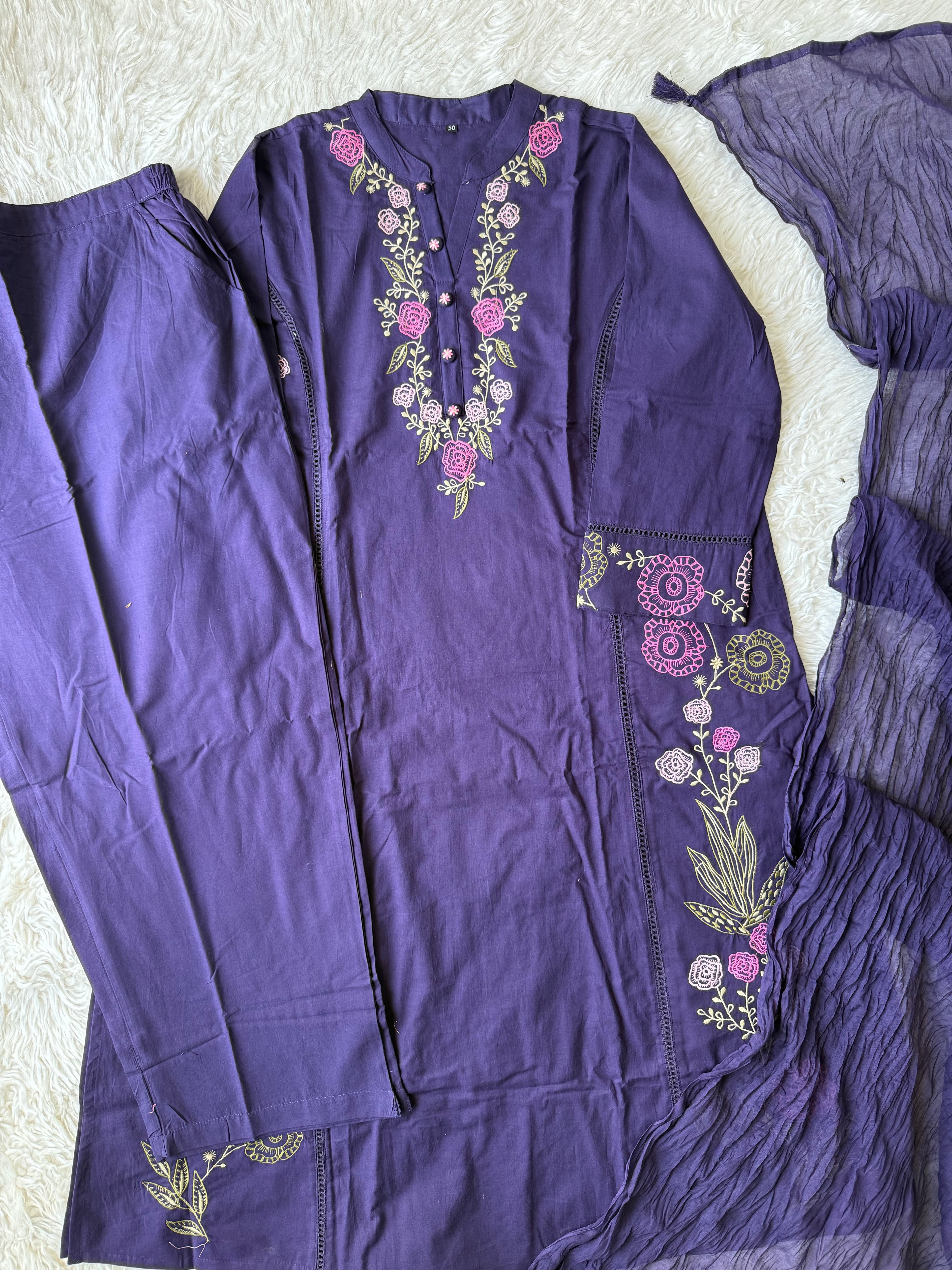 Premium Cotton Kurti Pant Dupatta Set