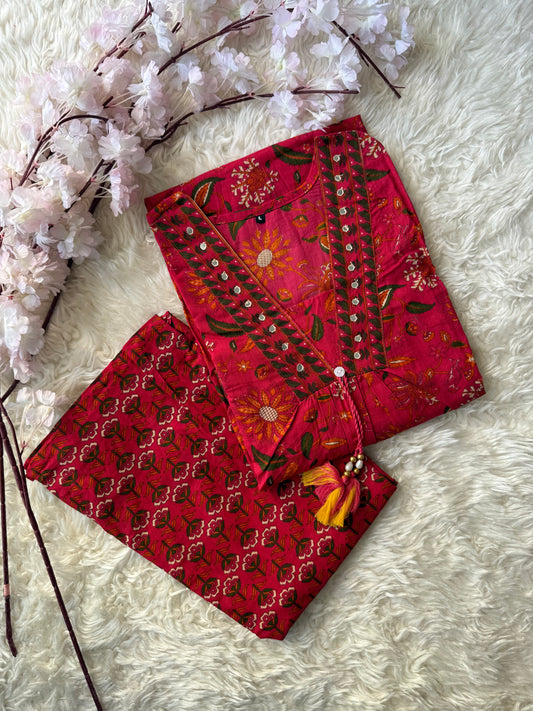 Cotton FLARE Kurti Pant Set