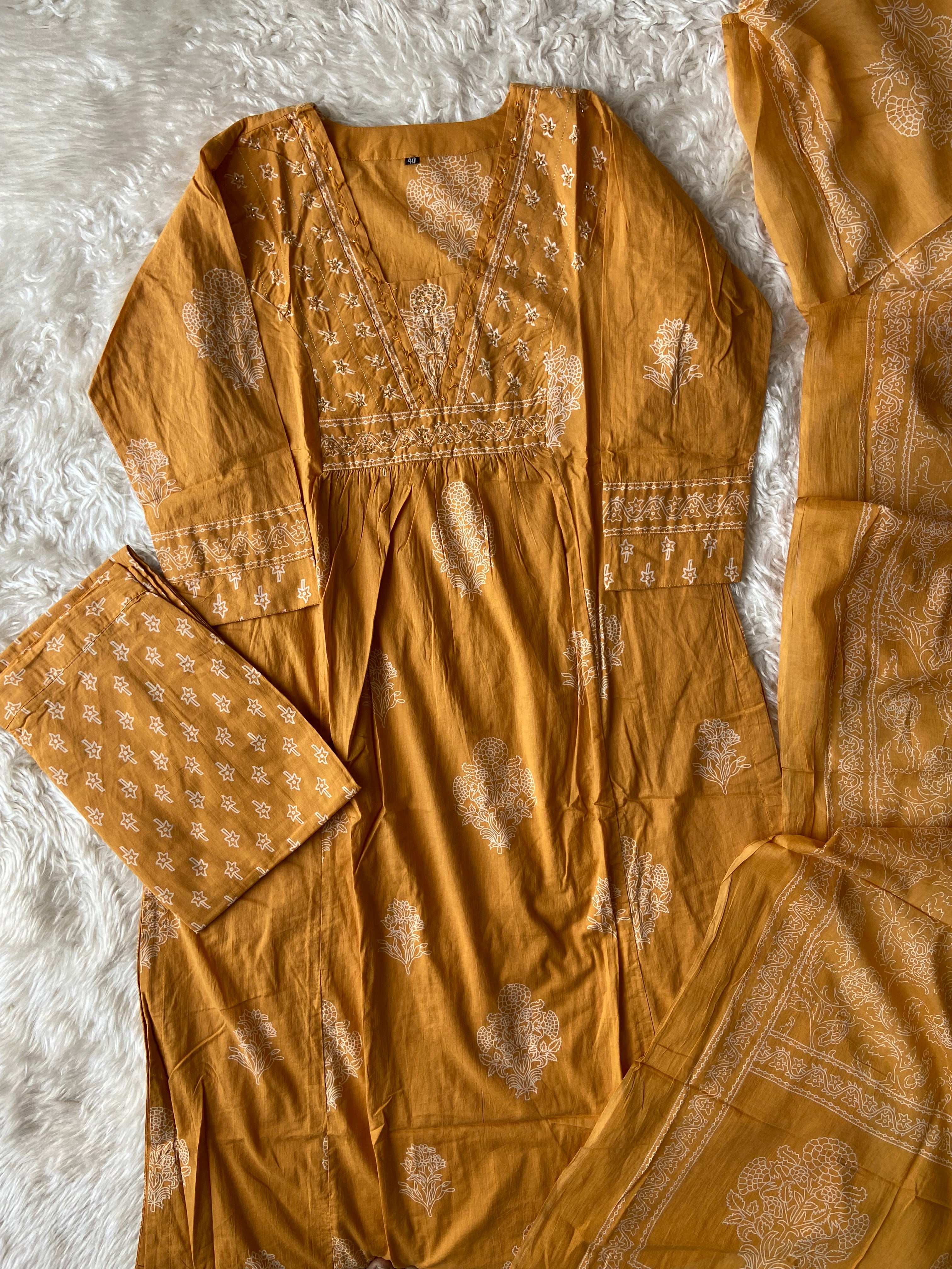 Premium Cotton Kurti Pant Dupatta Set