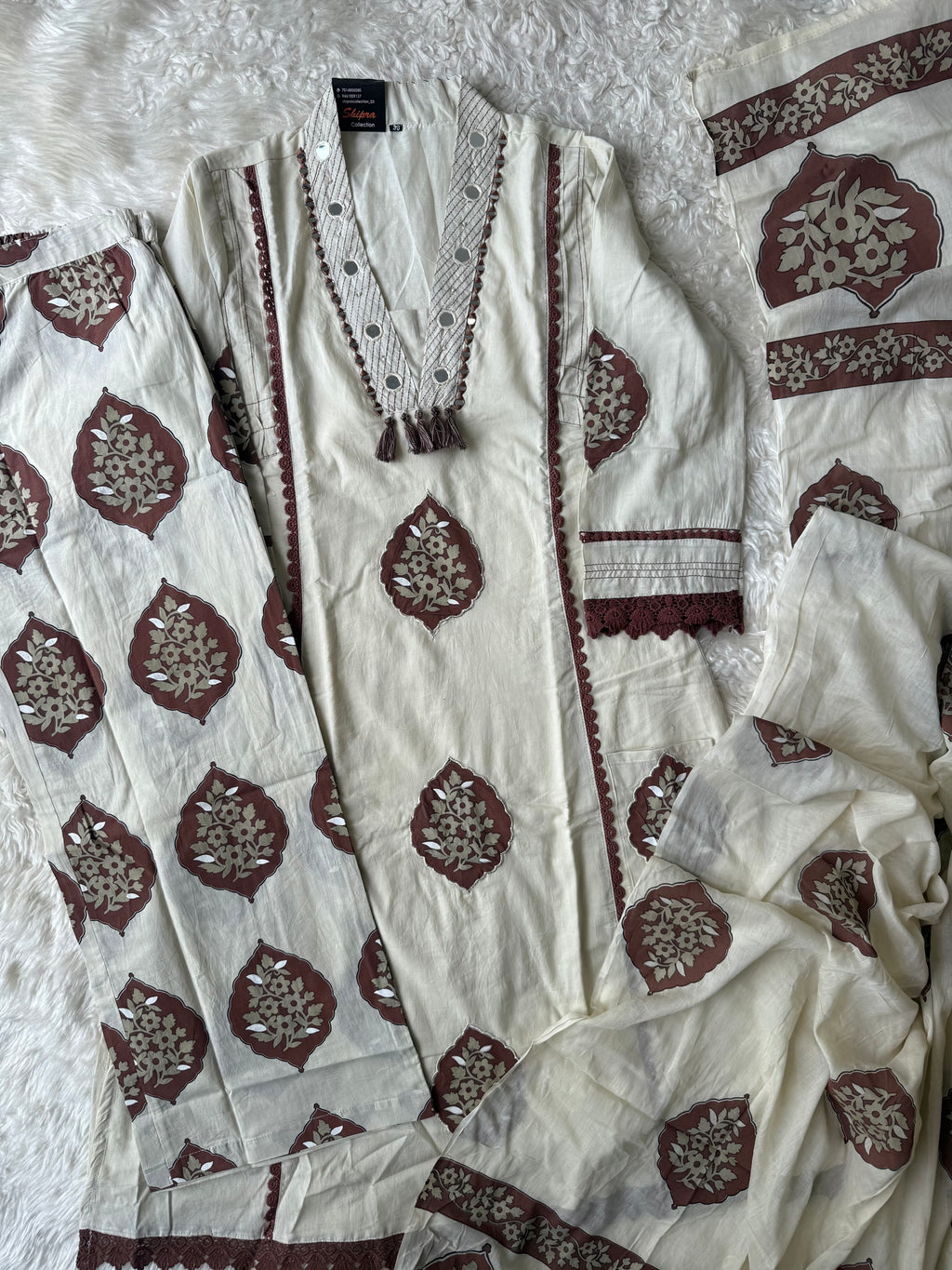 Premium Cotton Aline Kurti Plazo Dupatta Set