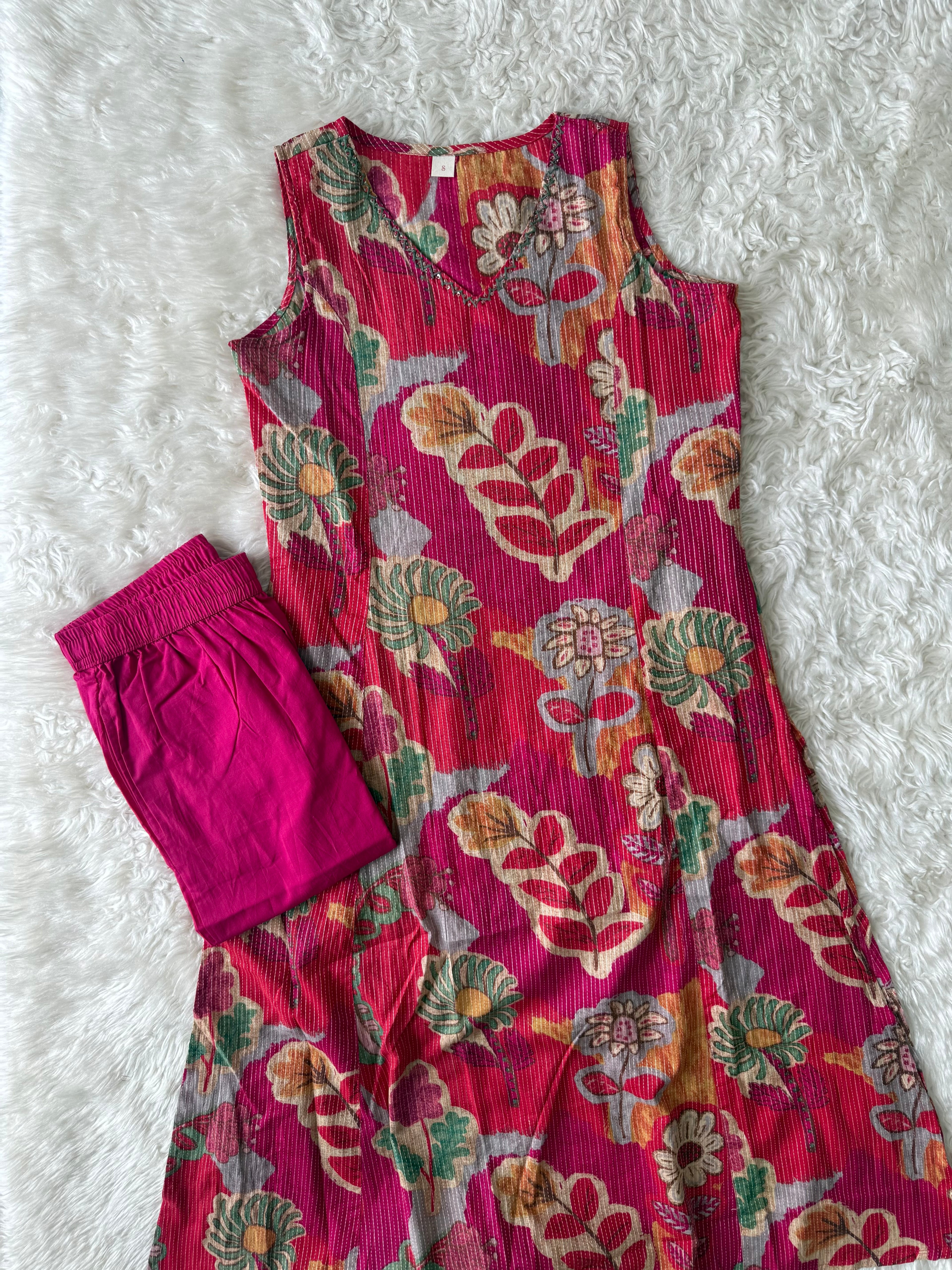 Premium Cotton Sleeveless Kurti Pant Set