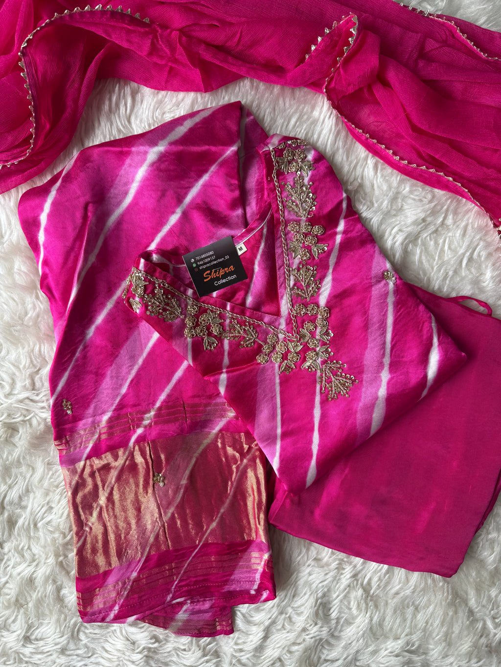 Gazi Silk Kurti Pant Dupatta Set