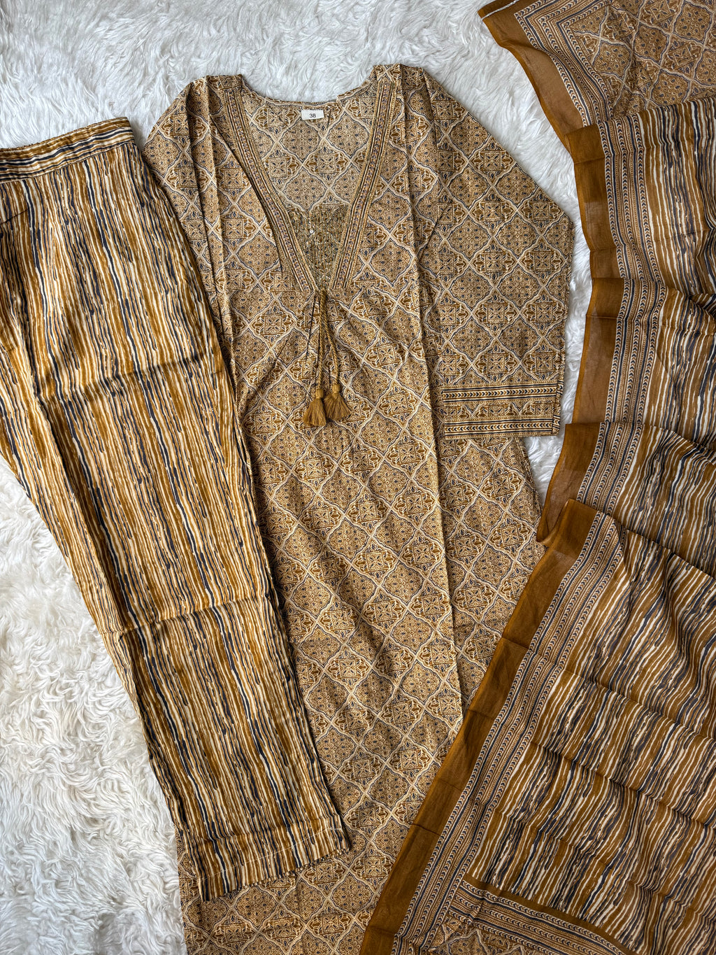 Pure Cotton Kurti Pant Dupatta Set