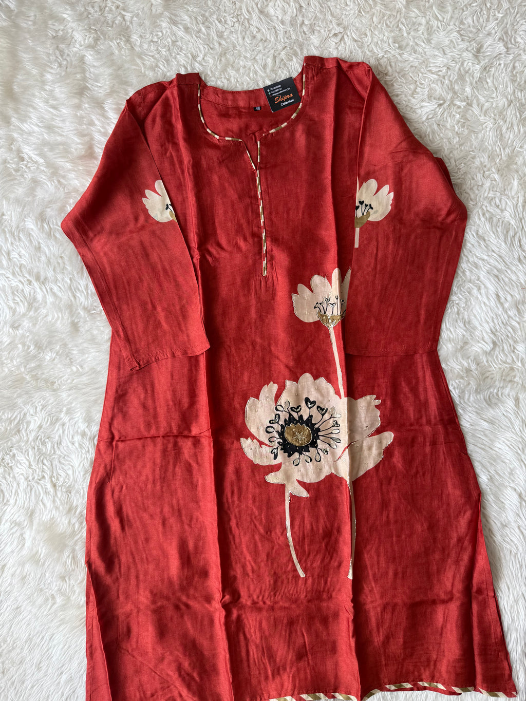 “ Plus Size” Russian Silk Kurti Pant Dupatta Set