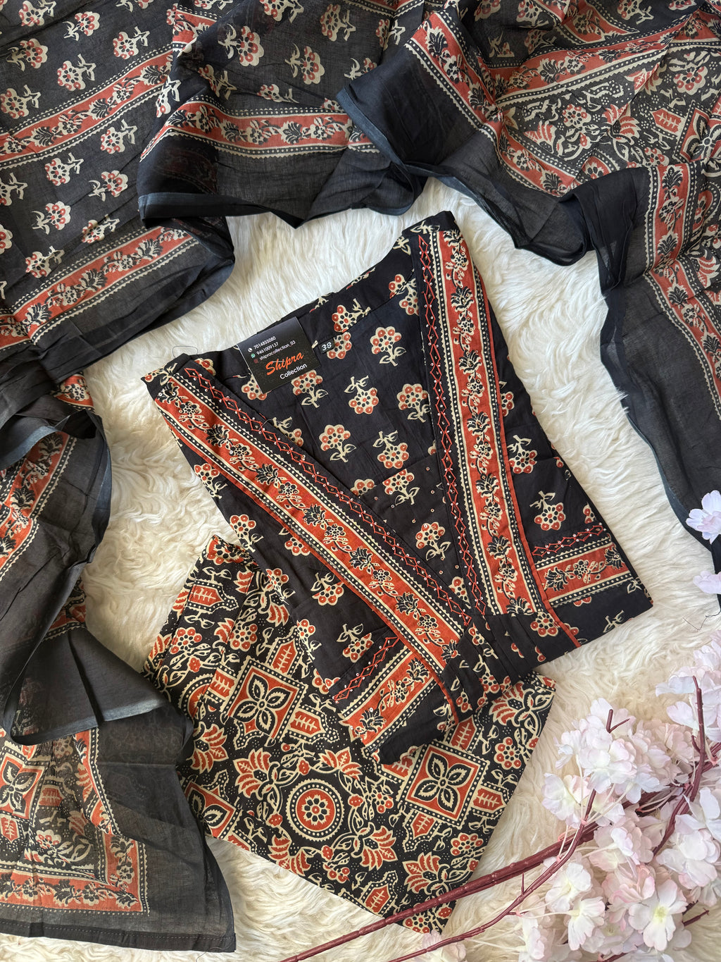 Premium Cotton Aline Kurti Plazo Dupatta Set