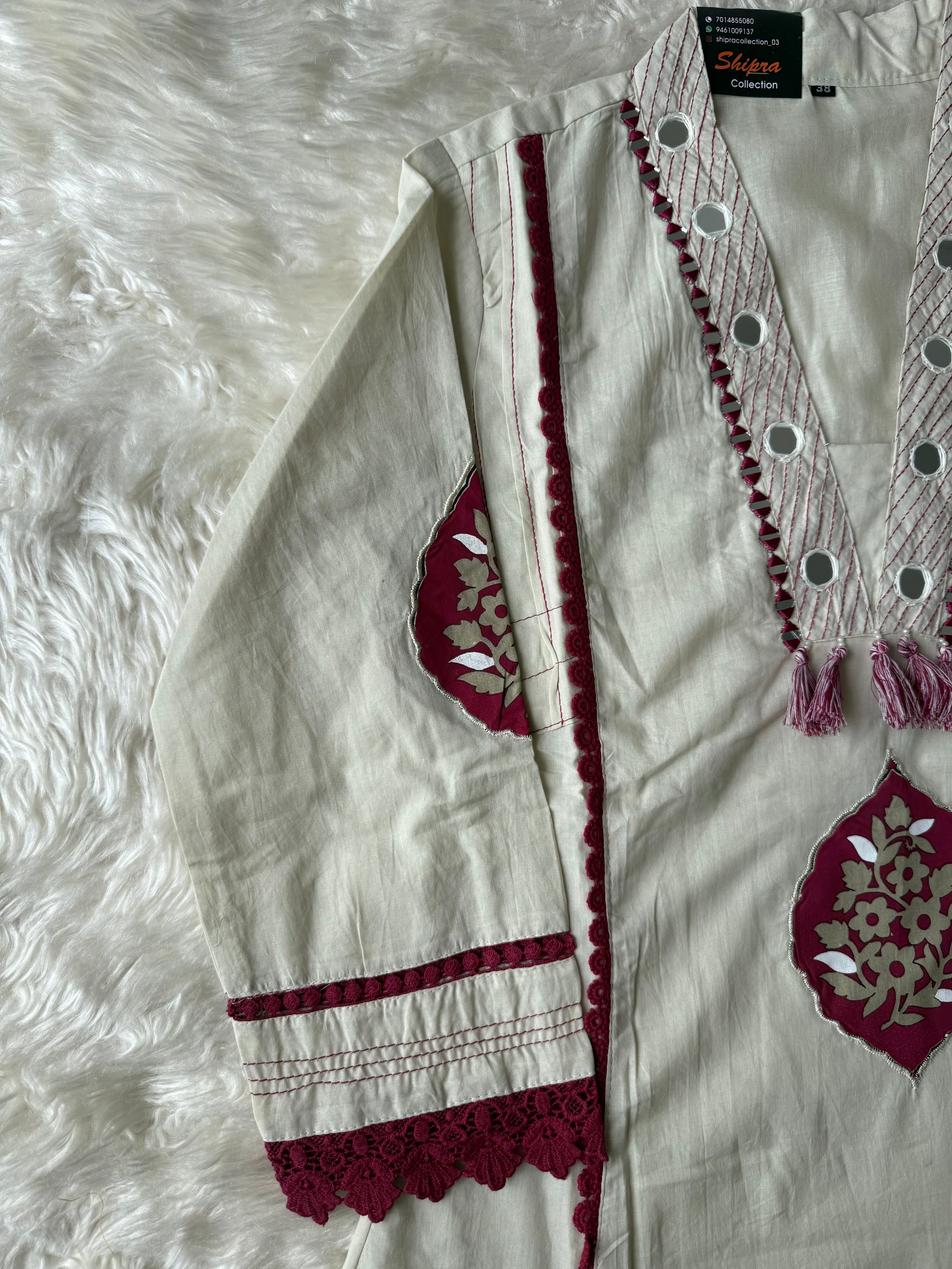 Premium Cotton Aline Kurti Plazo Dupatta Set