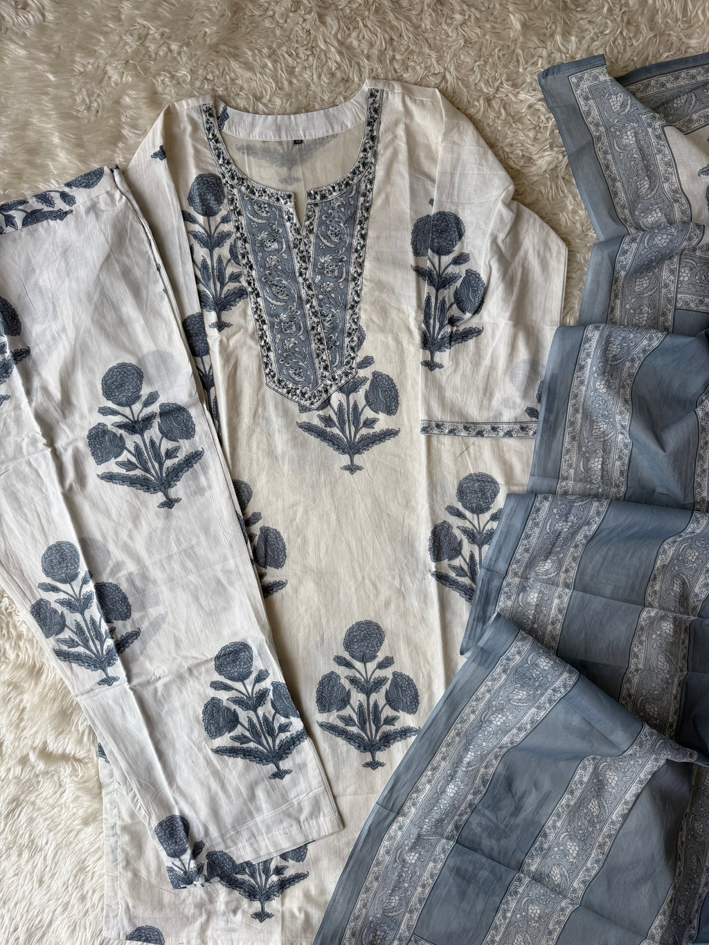 Premium Cotton Kurti Pant Dupatta Set