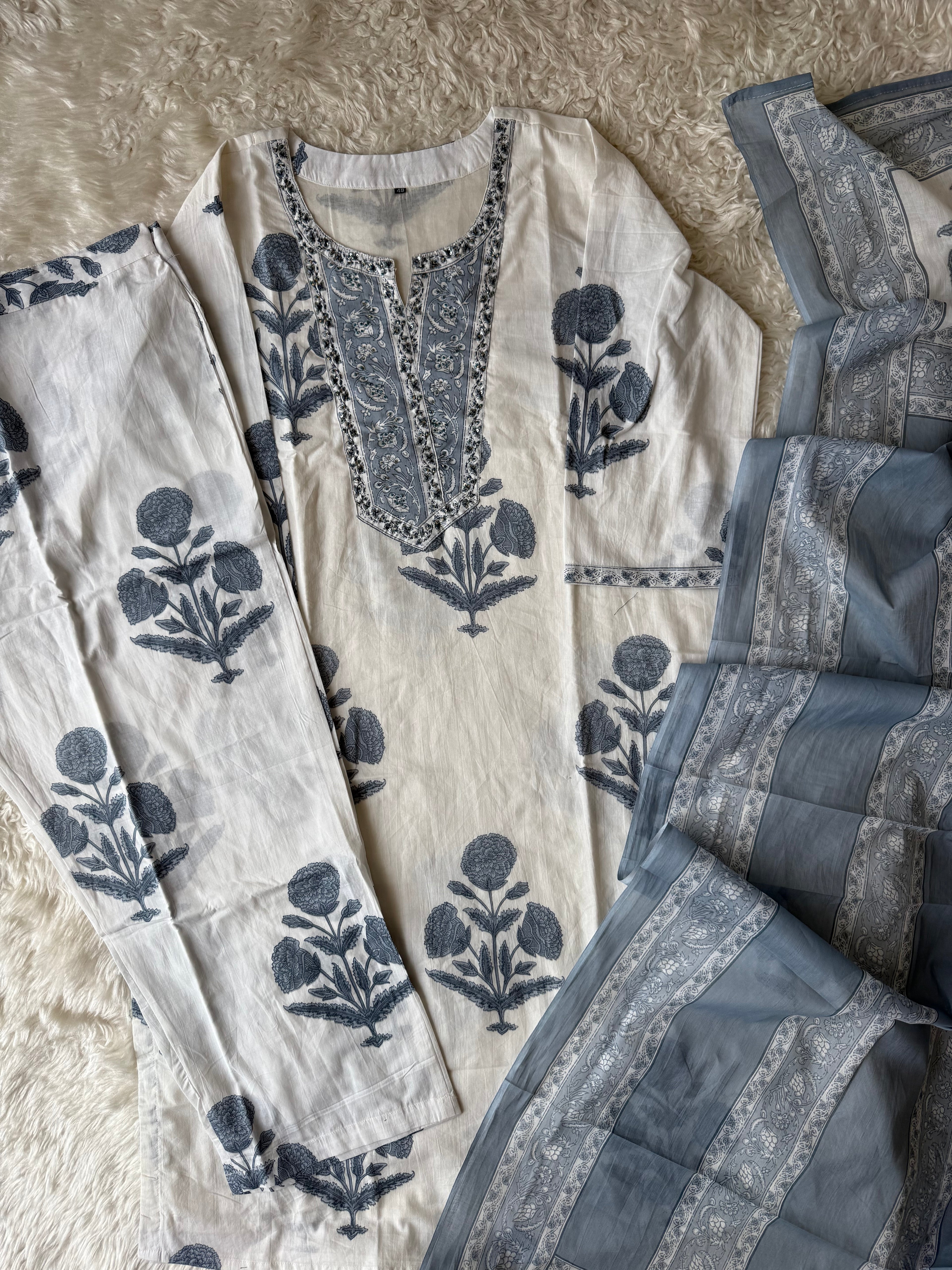 Premium Cotton Kurti Pant Dupatta Set