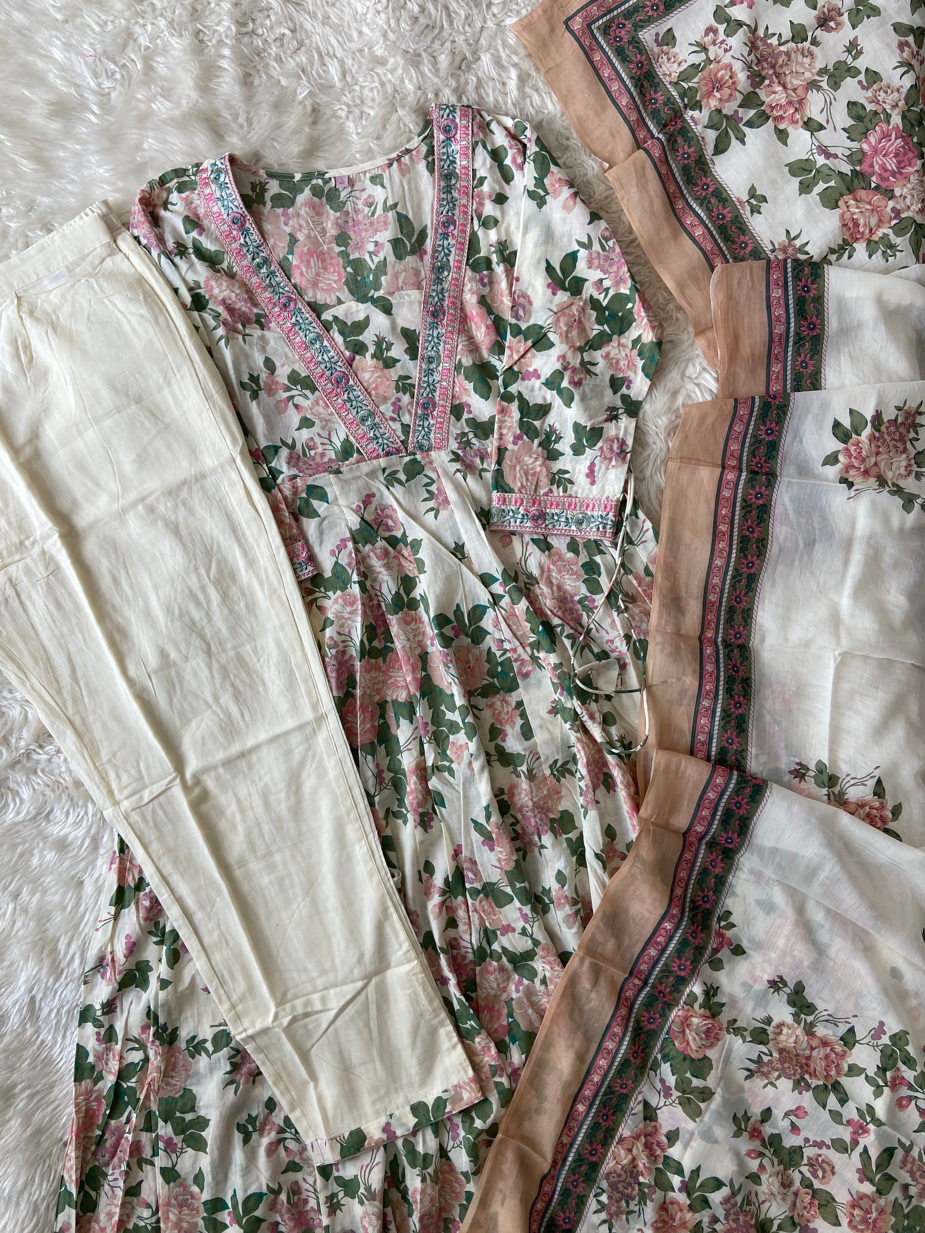 Premium Cotton Kurti Pant Dupatta Set