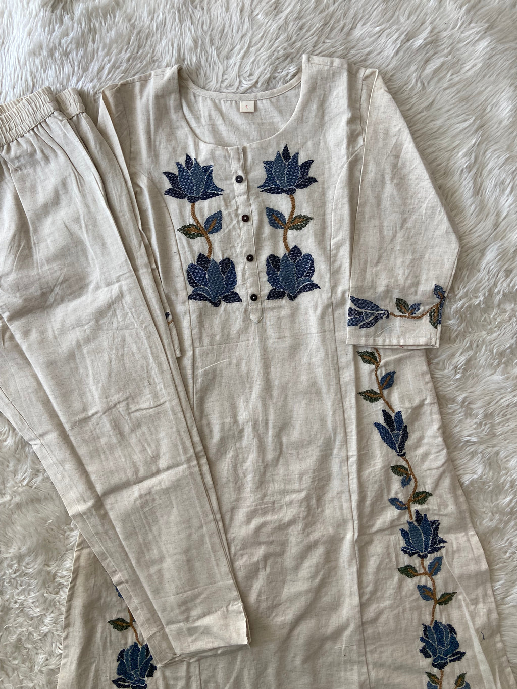Khadi Cotton Kurti Pant Set
