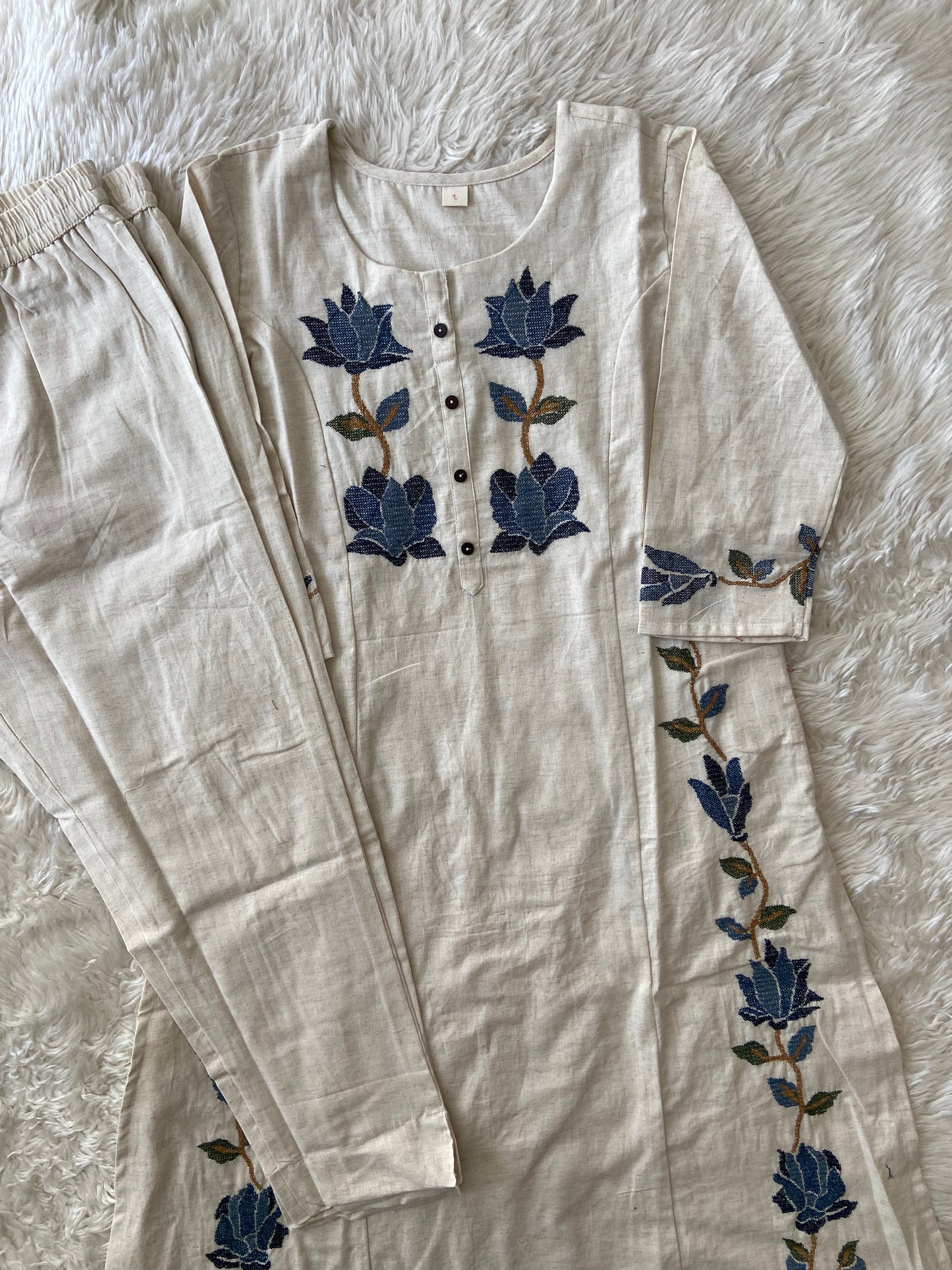 Khadi Cotton Kurti Pant Set