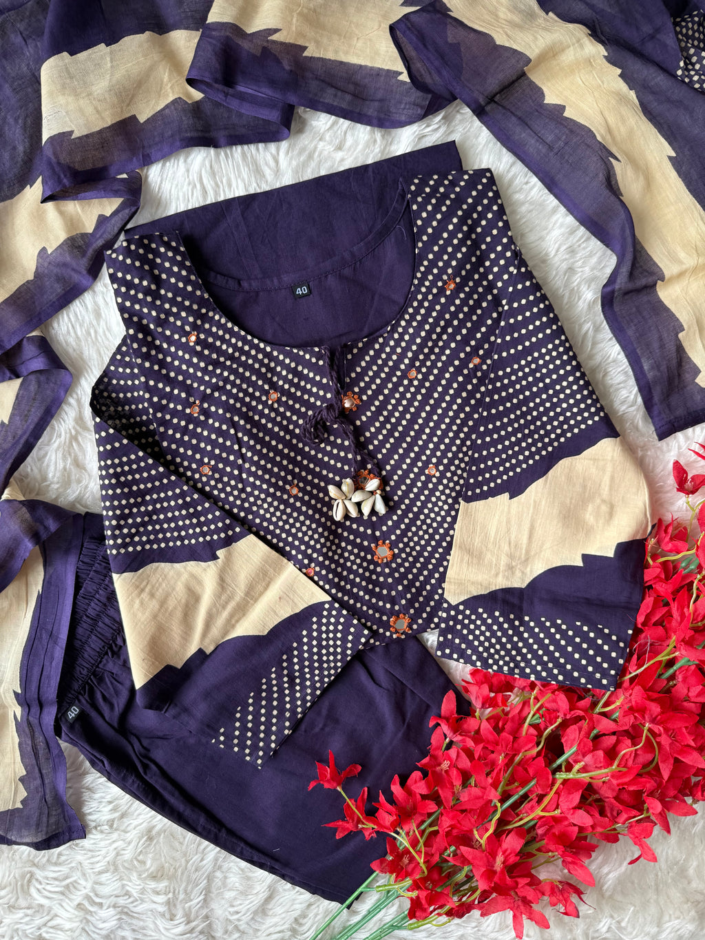 Pure Cotton Kurti Plazo Dupatta Set