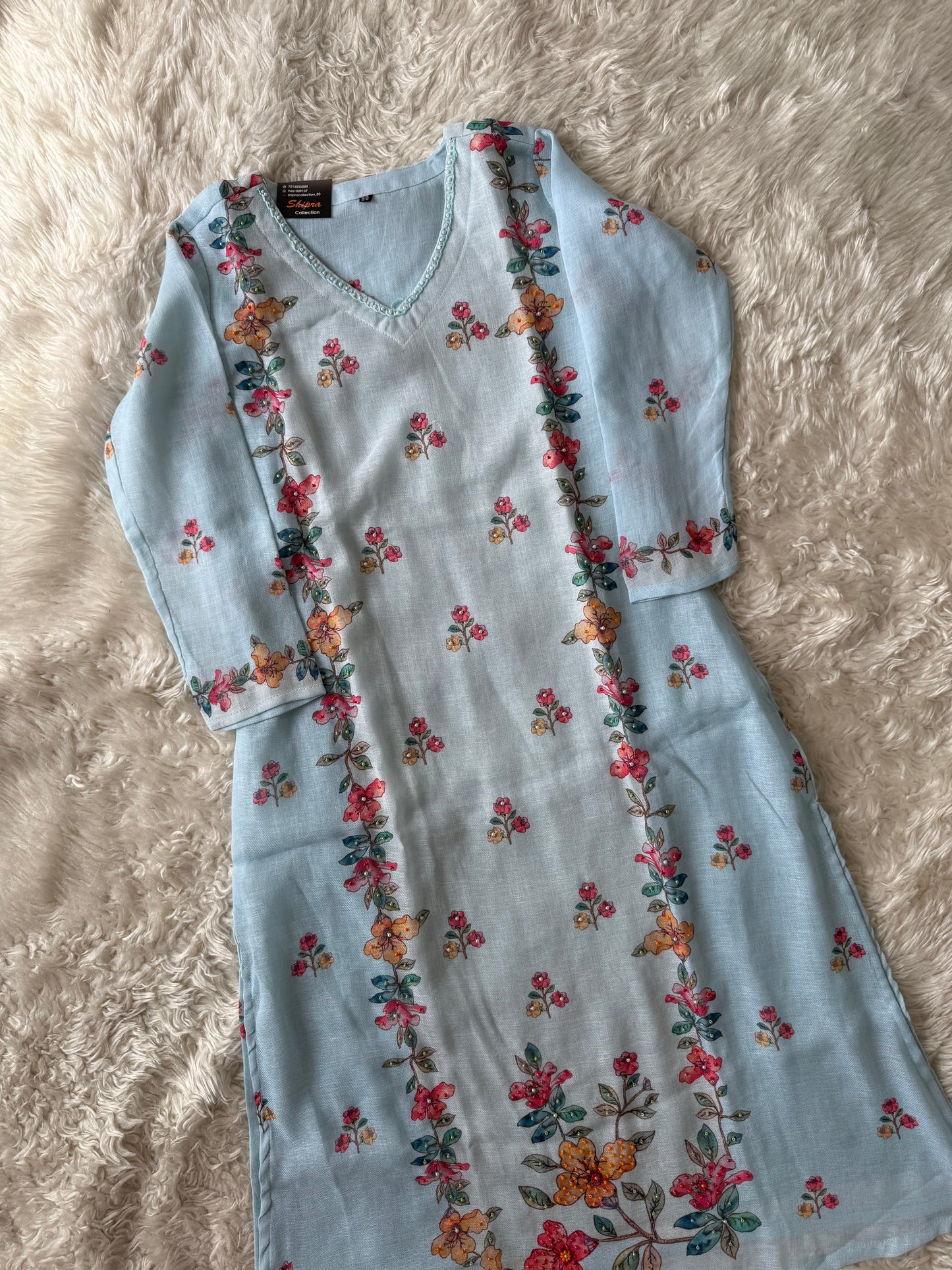 Linen Kurti Pant Dupatta Set