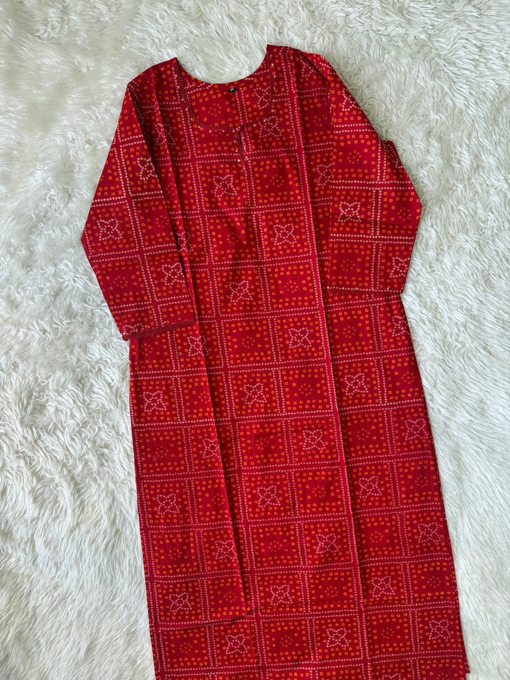 Premium Cotton Bandhej Kurti