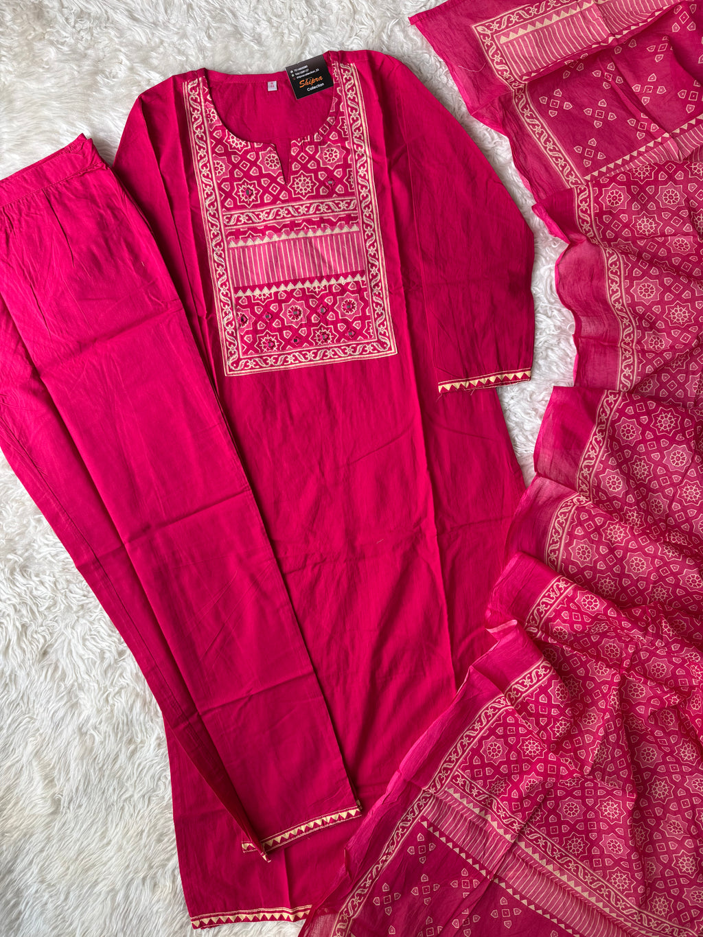 Premium Cotton Kurti Pant Dupatta Set