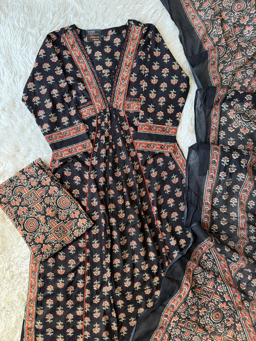 Premium Cotton Aline Kurti Plazo Dupatta Set