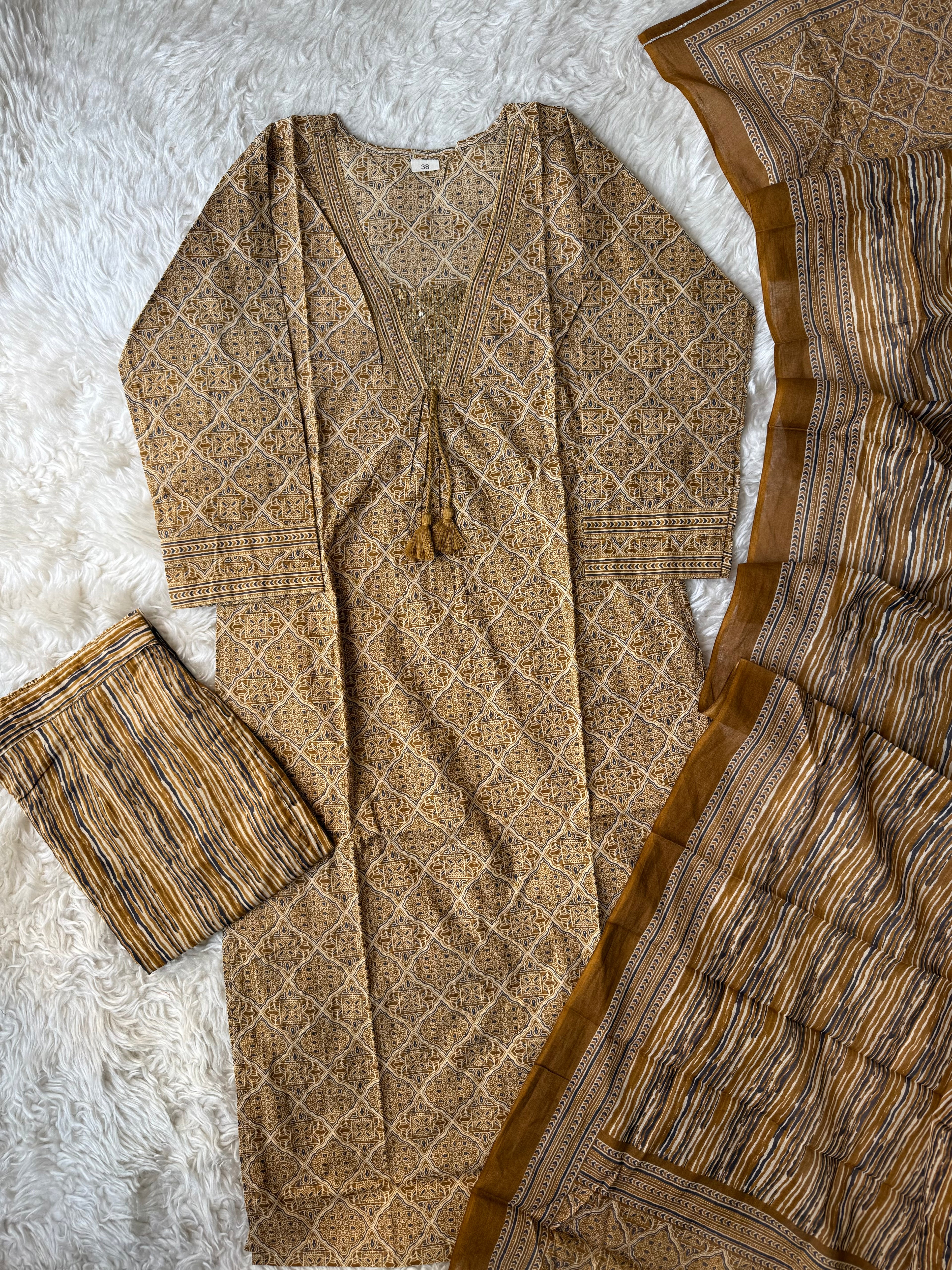 Pure Cotton Kurti Pant Dupatta Set