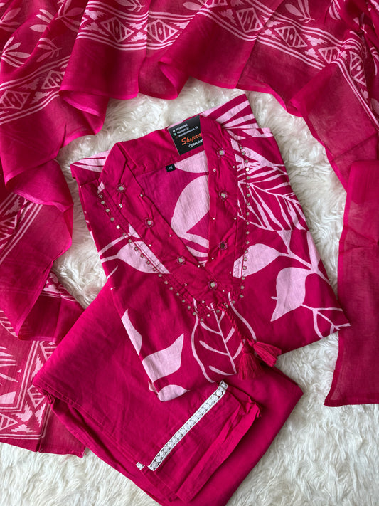 Budget Friendly Kurti Pant Dupatta Set