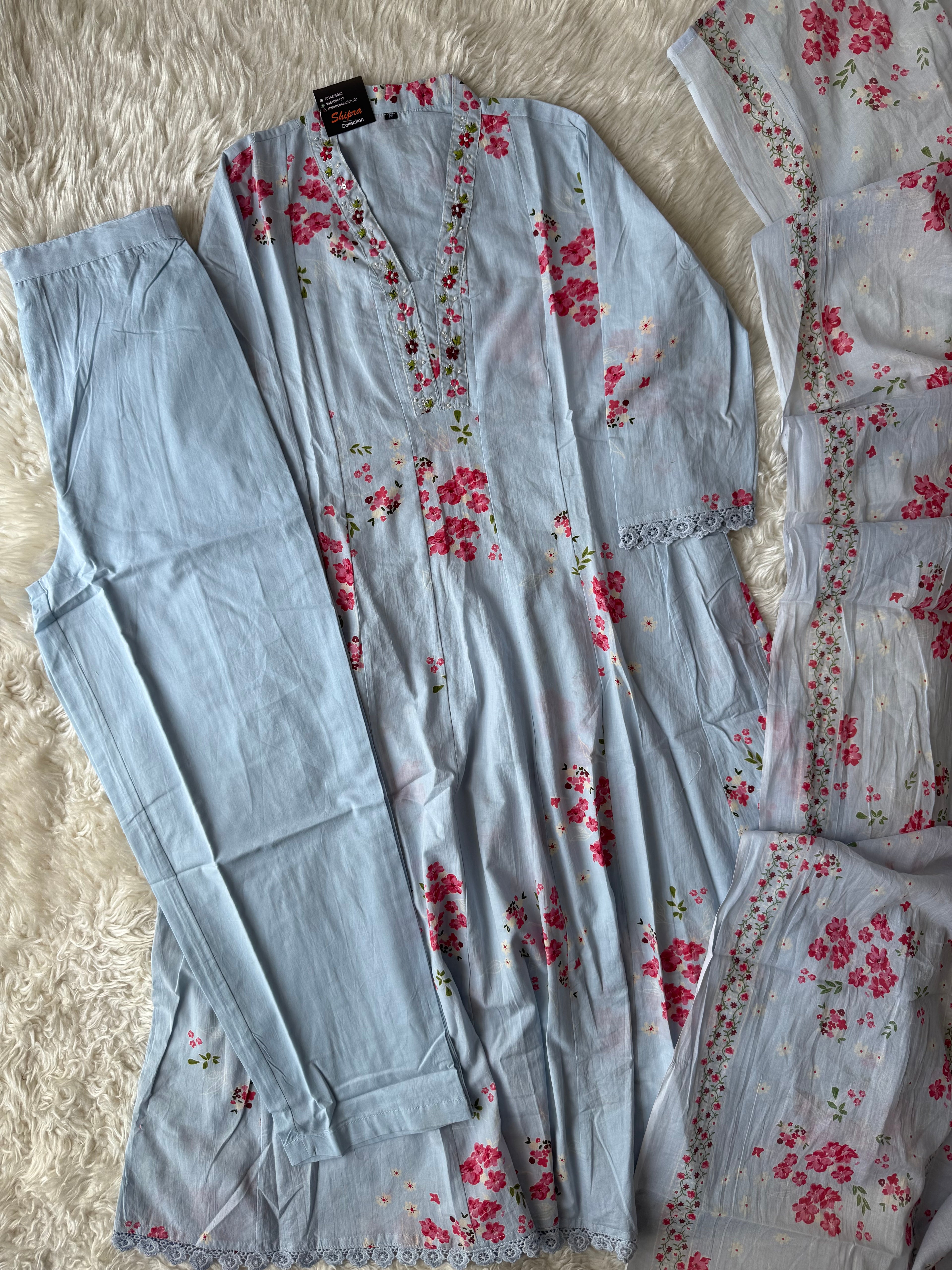 Premium Cotton Kurti Pant Dupatta Set