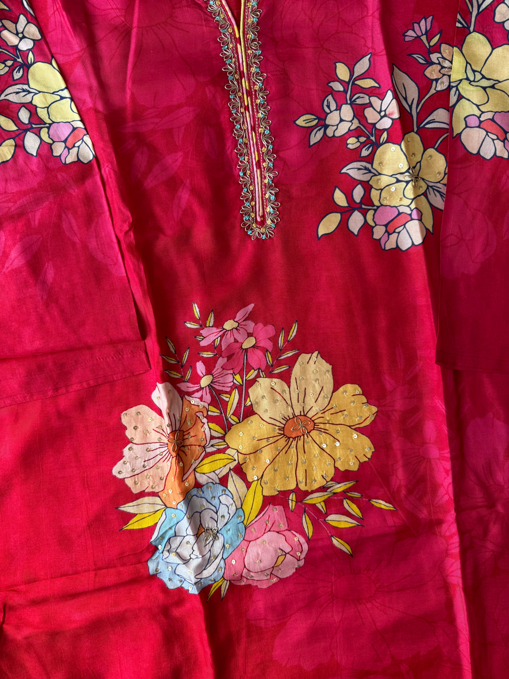 “Plus Size” Russian Silk Kurti Pant Dupatta Set