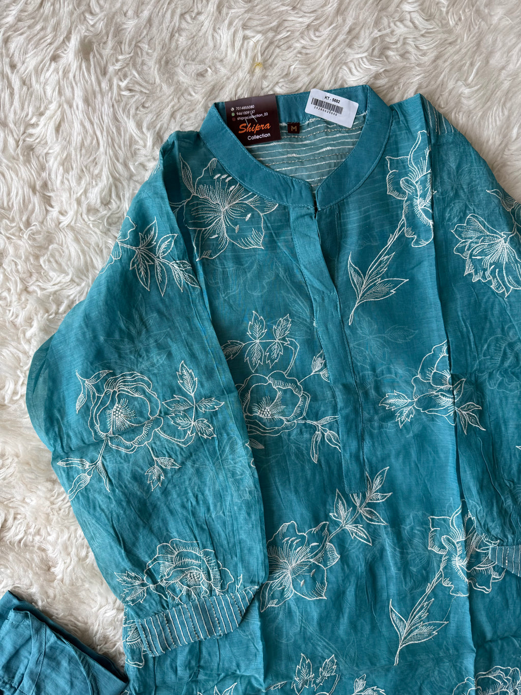Mul Chanderi Thread work Co-ord Set