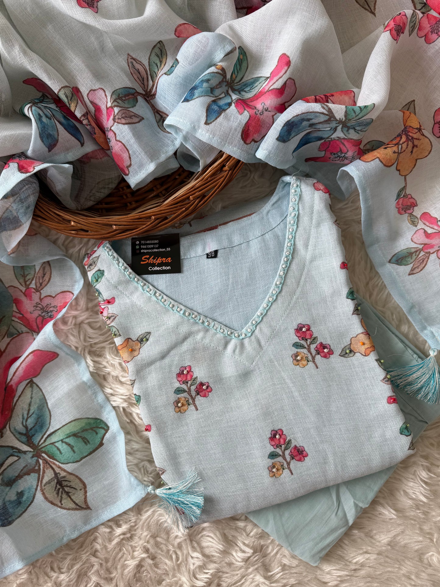Linen Kurti Pant Dupatta Set