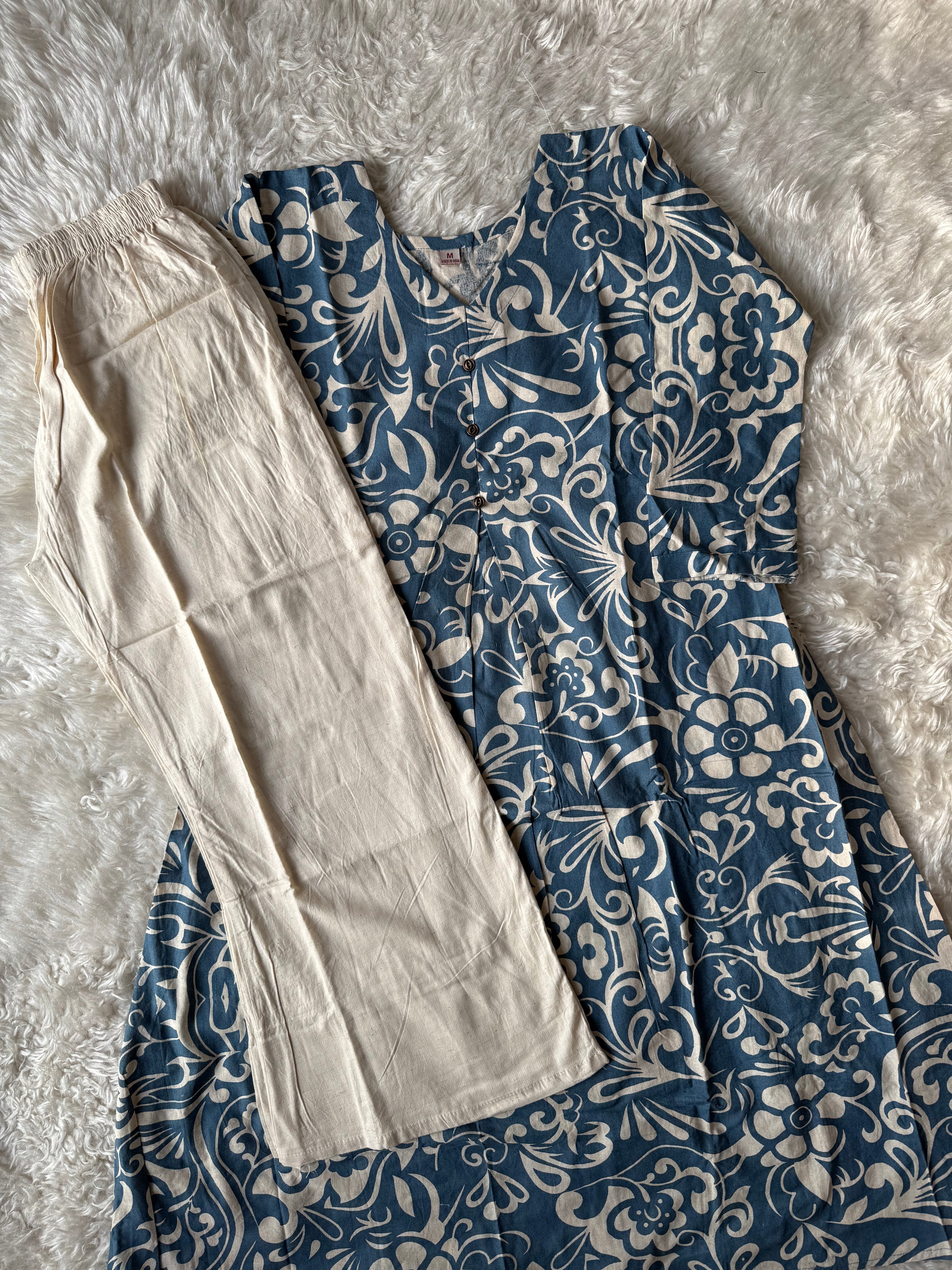 Khadi Cotton Kurti Pant Set