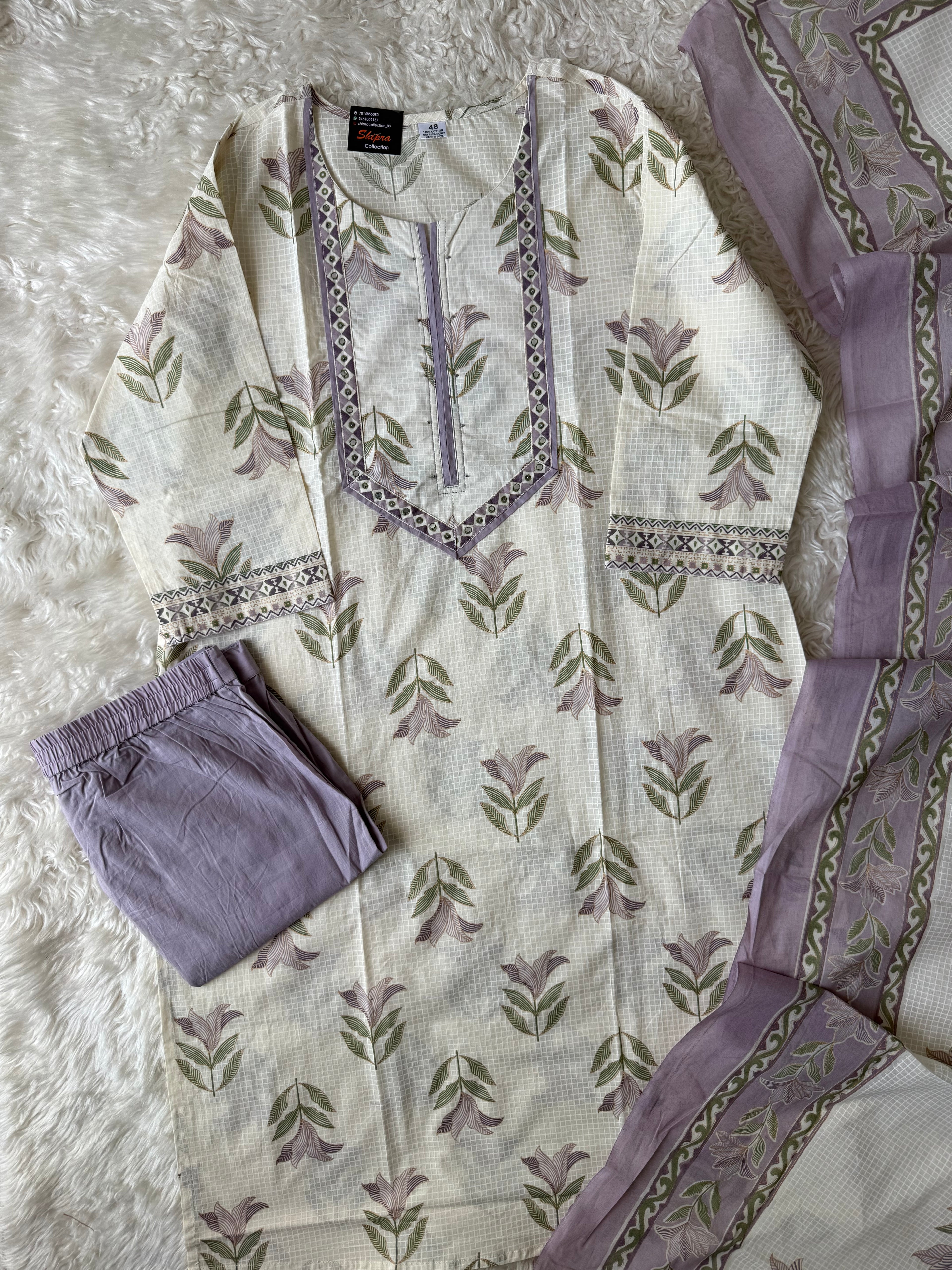 Premium Cotton Kurti Pant Dupatta Set