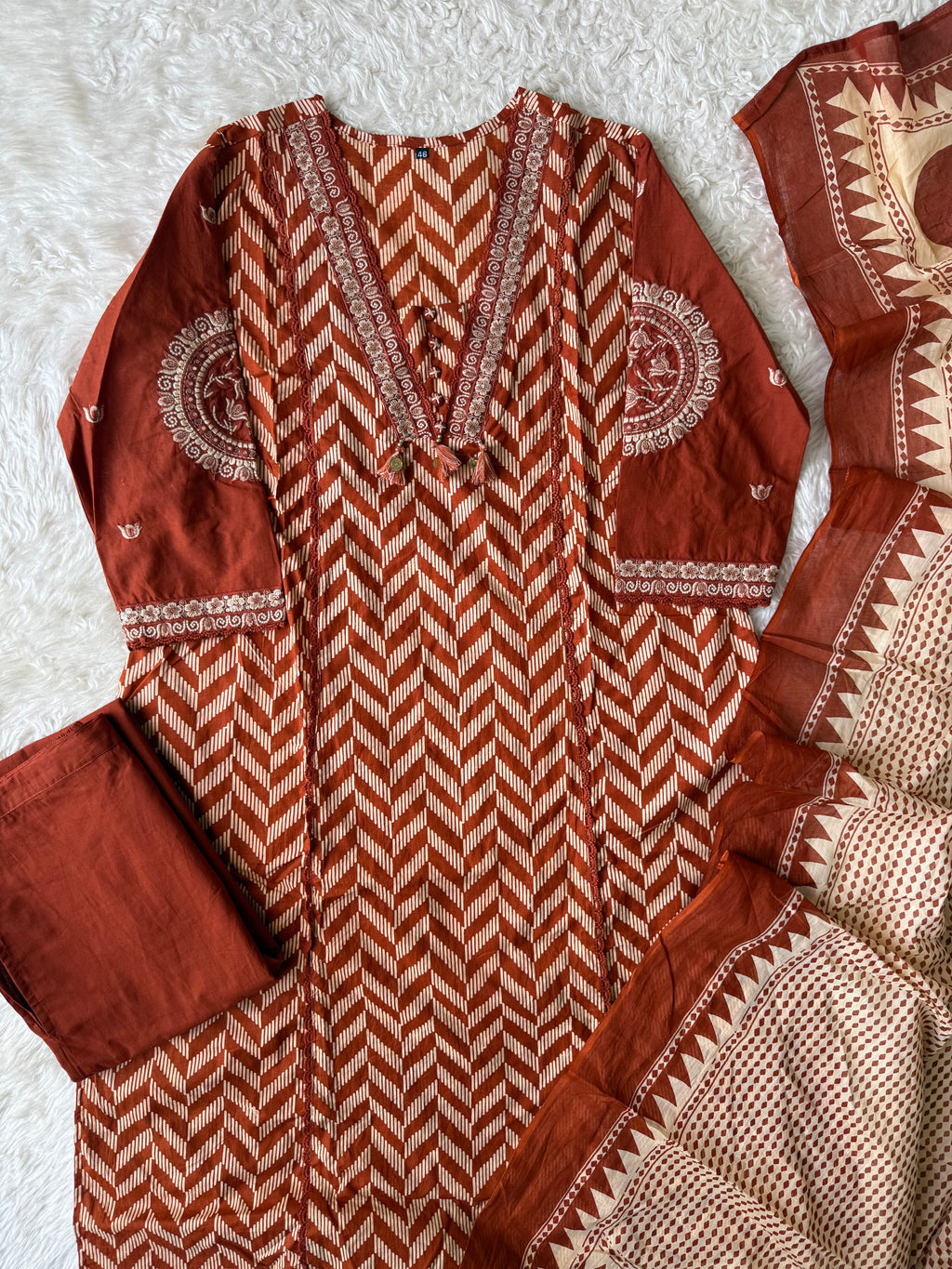Pure Cotton Kurti Pant Dupatta Set