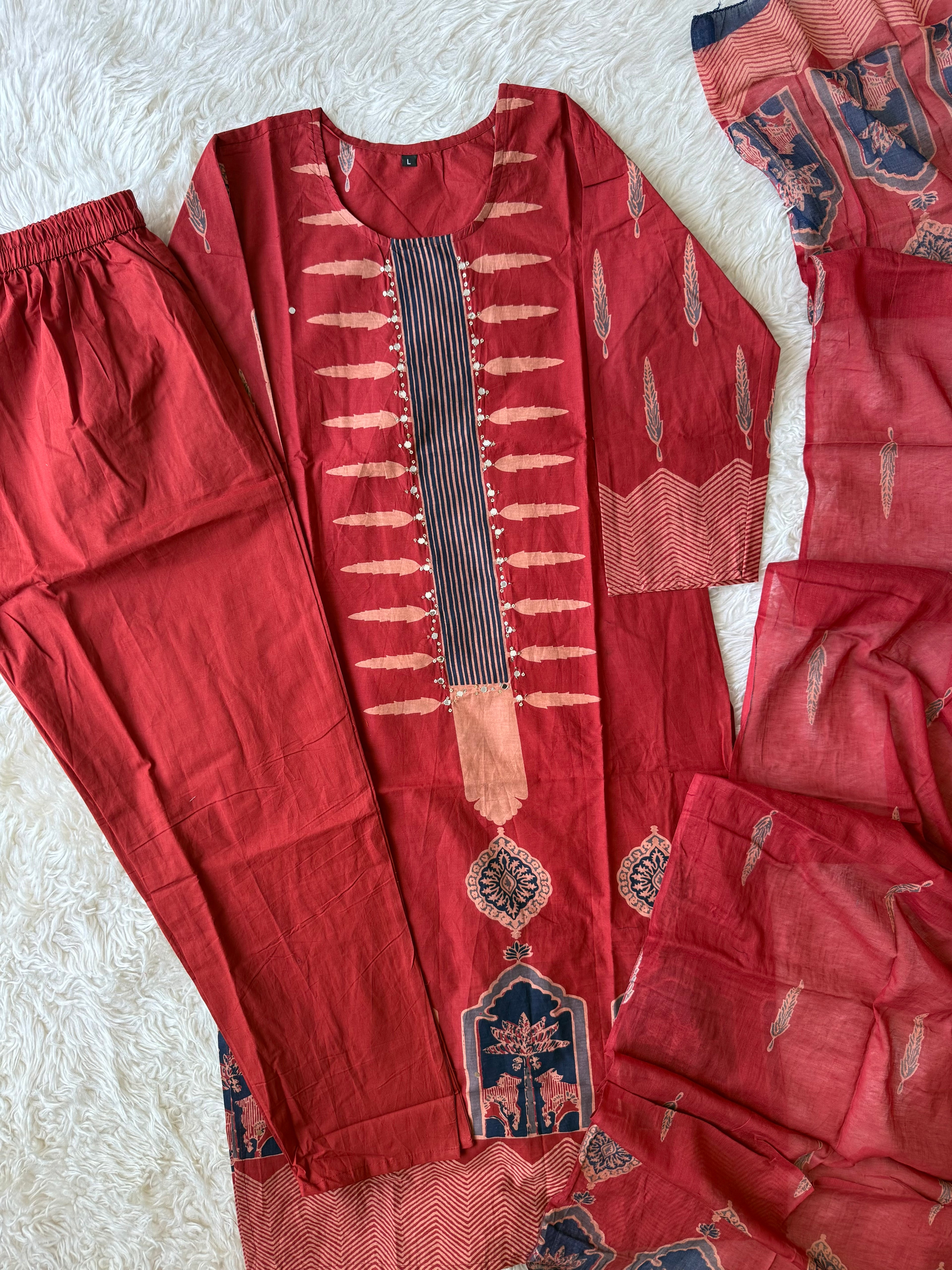 Budget Friendly Kurti Pant Dupatta Set