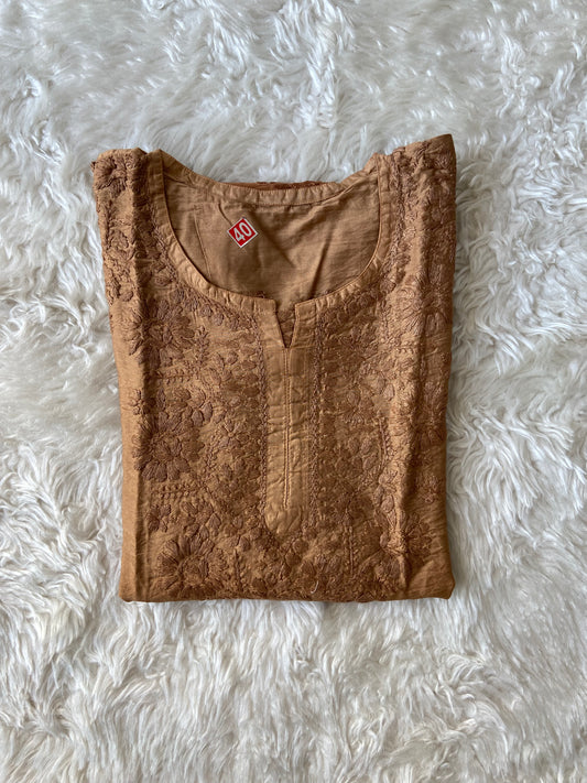 Muslin Silk Chikankari kurti