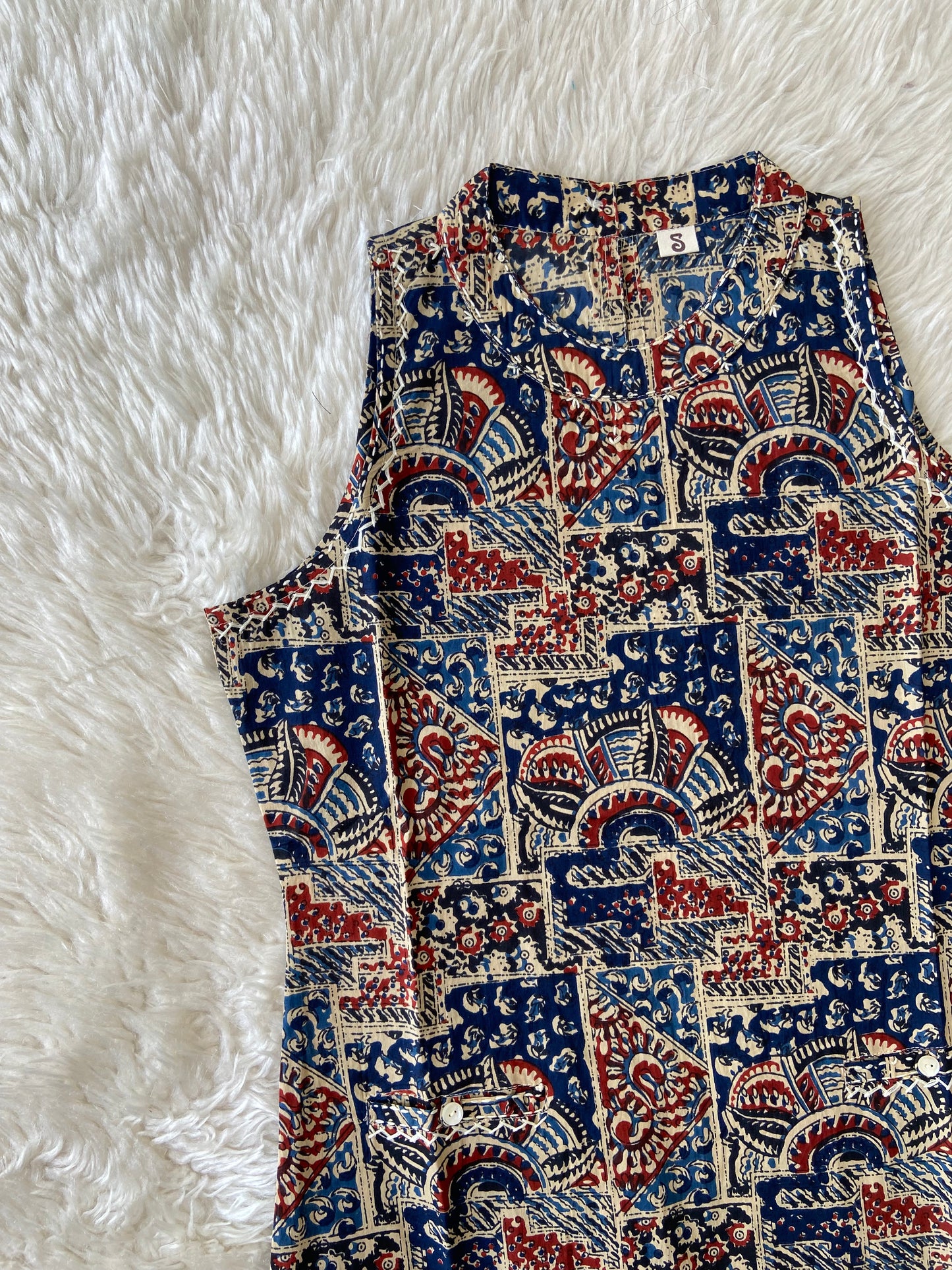 Pure Cotton Sleeveless Kurti Pant Set