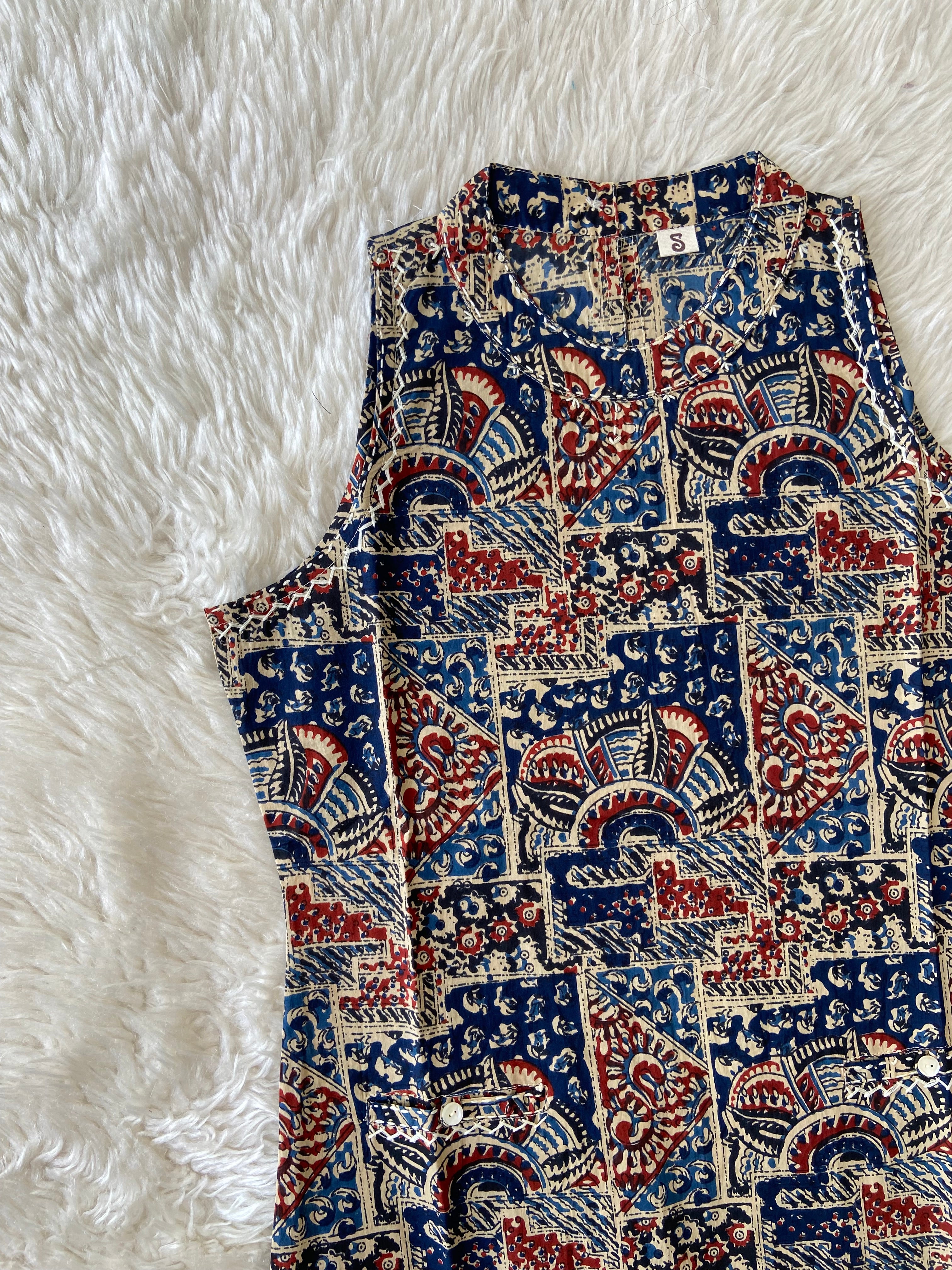 Pure Cotton Sleeveless Kurti Pant Set