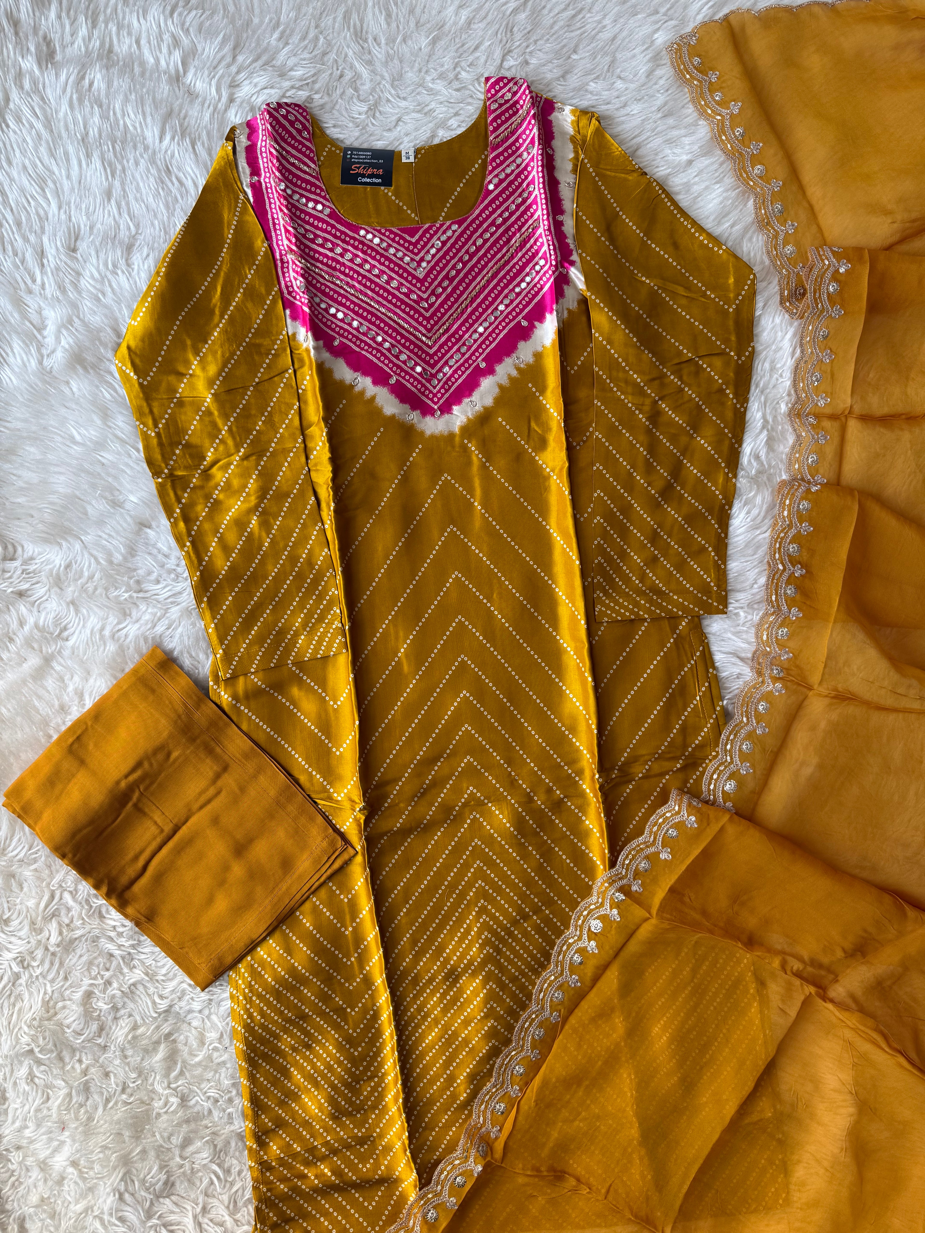 Gazi Silk Kurti Pant Dupatta Set