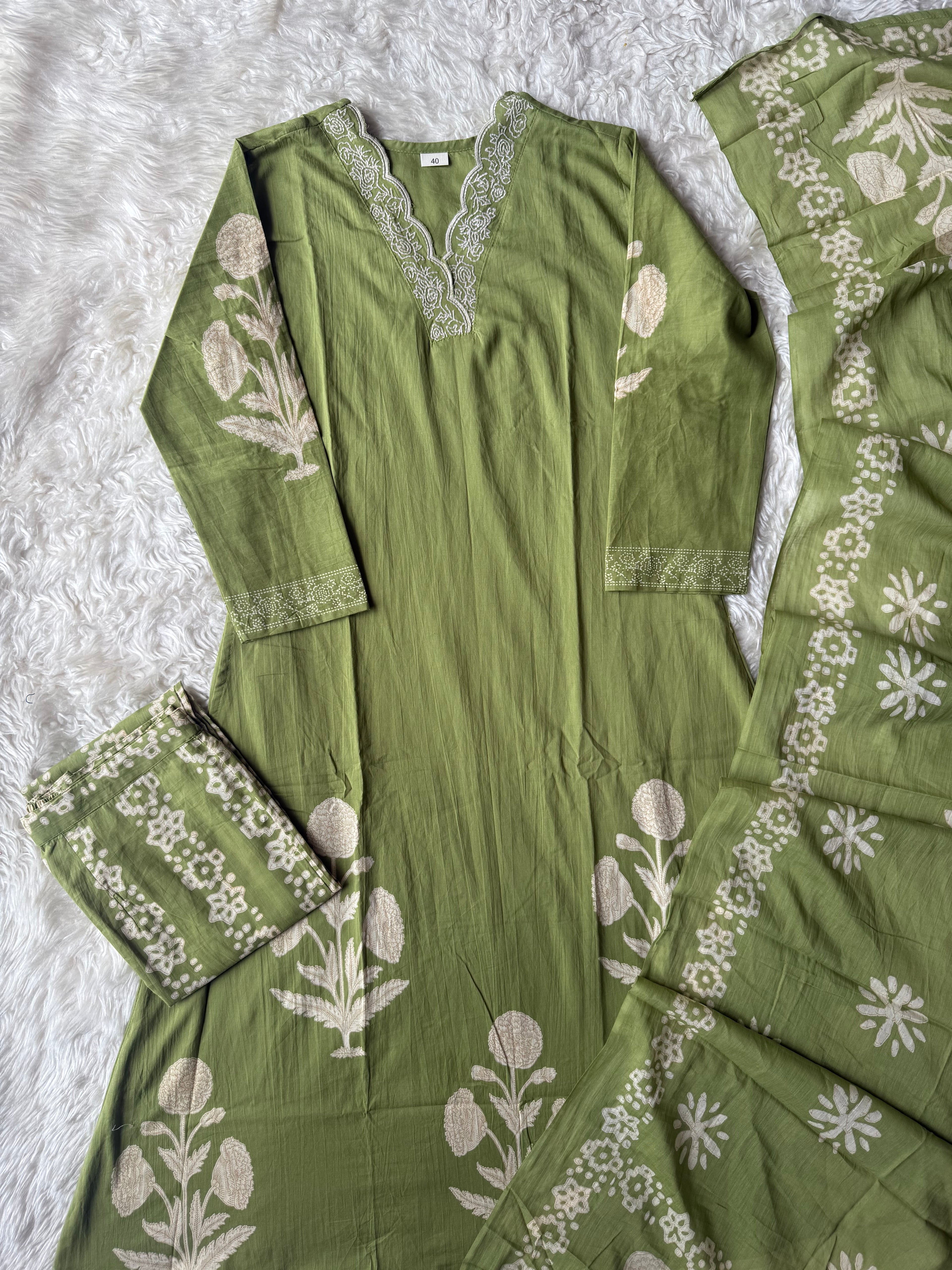 Premium Cotton Kurti Plazo Dupatta Set