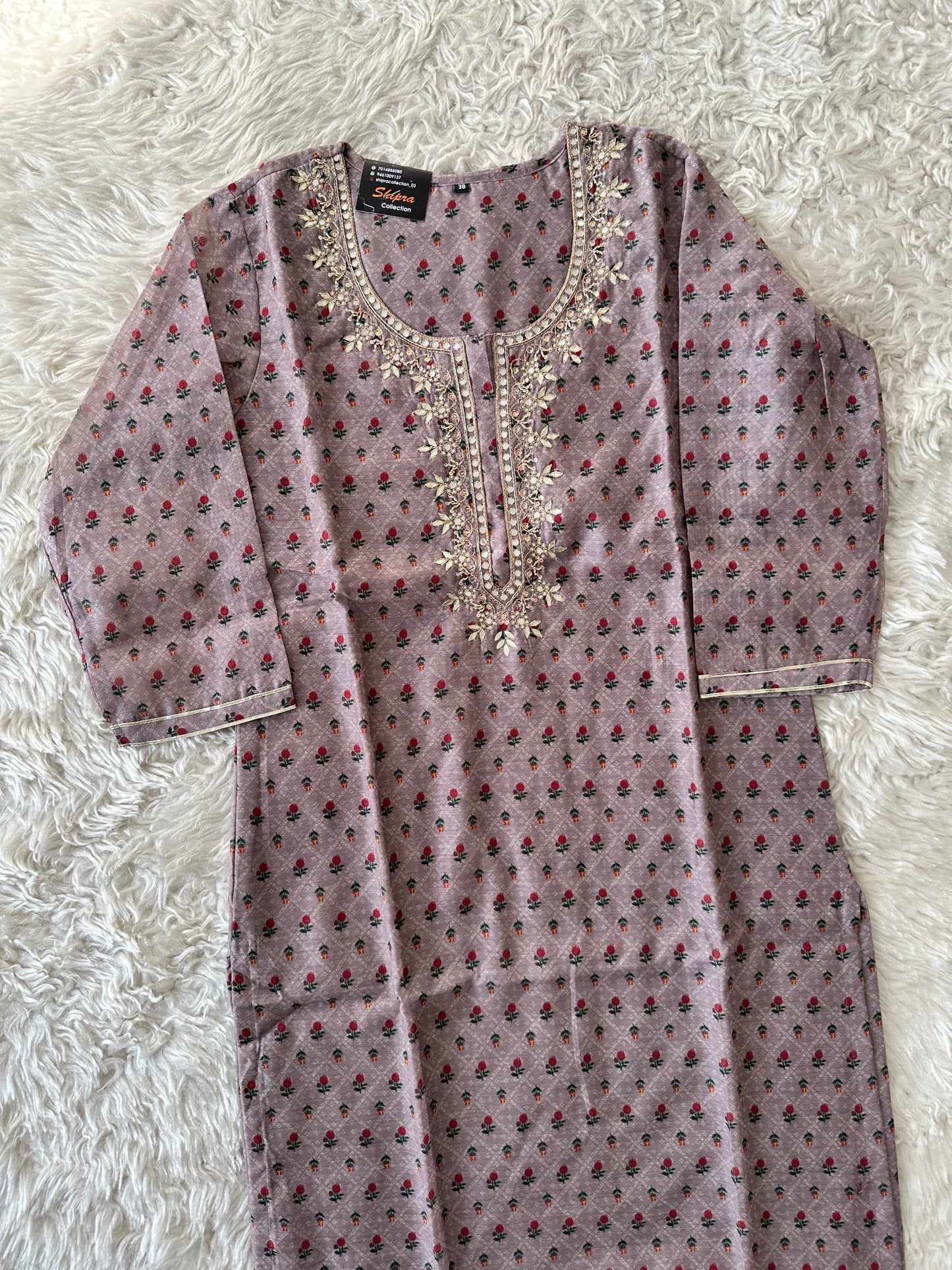 Chanderi Silk Kurti Pant Dupatta Set