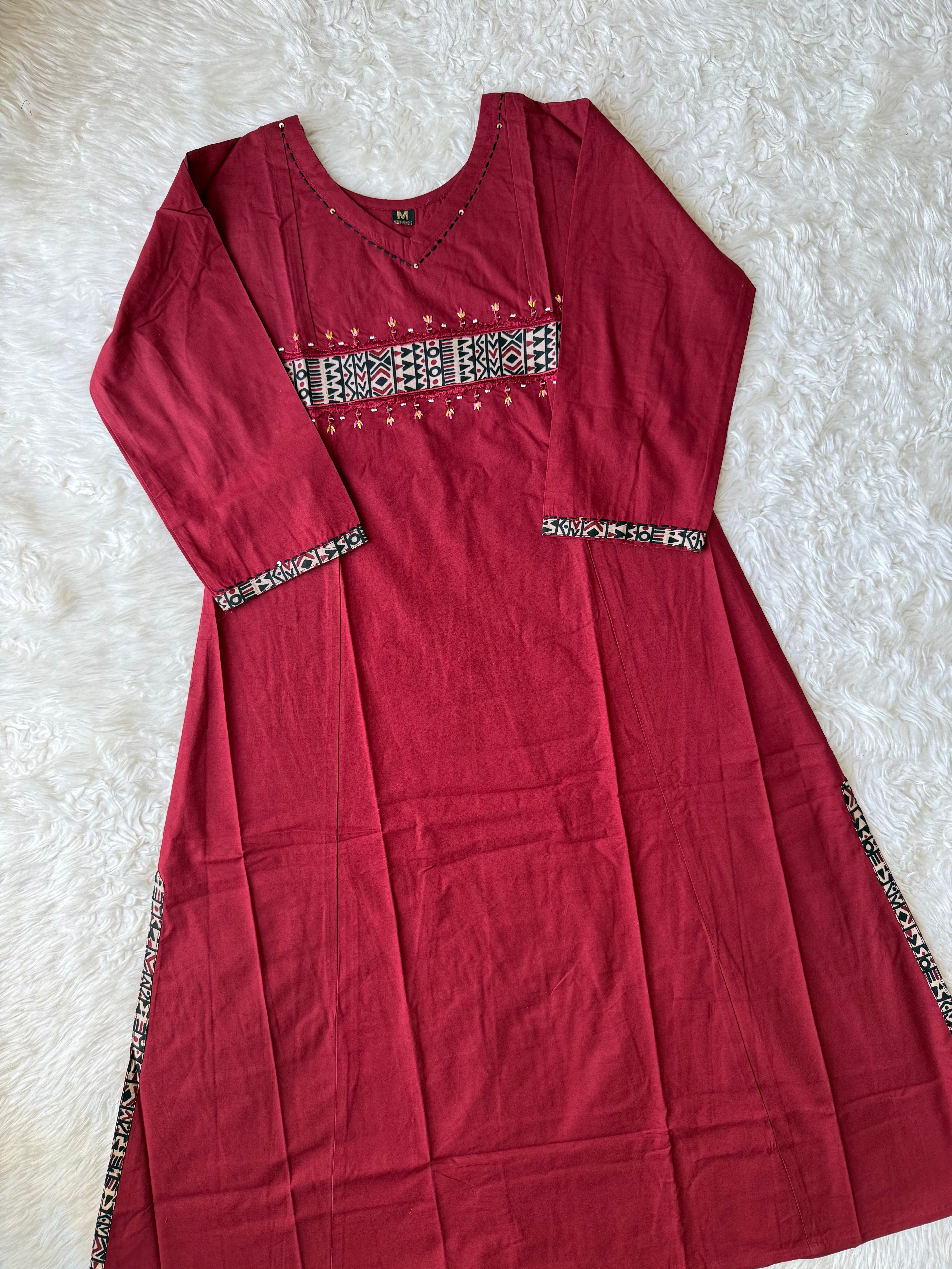 Pure Cotton Aline Kurti Plazo Dupatta Set