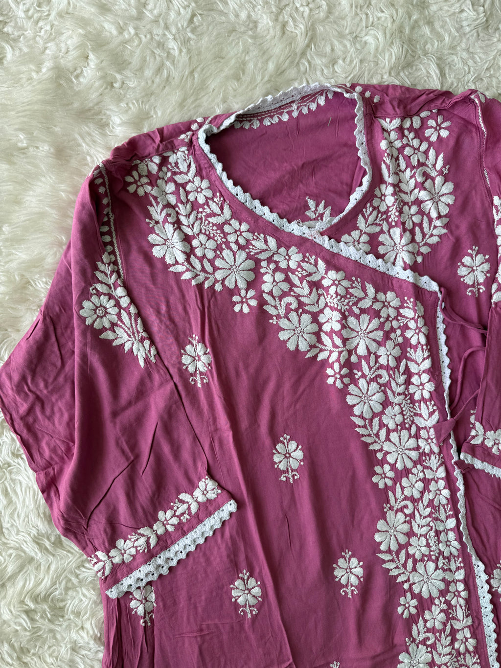 Heavy Rayon Angarkha Chikankari kurti