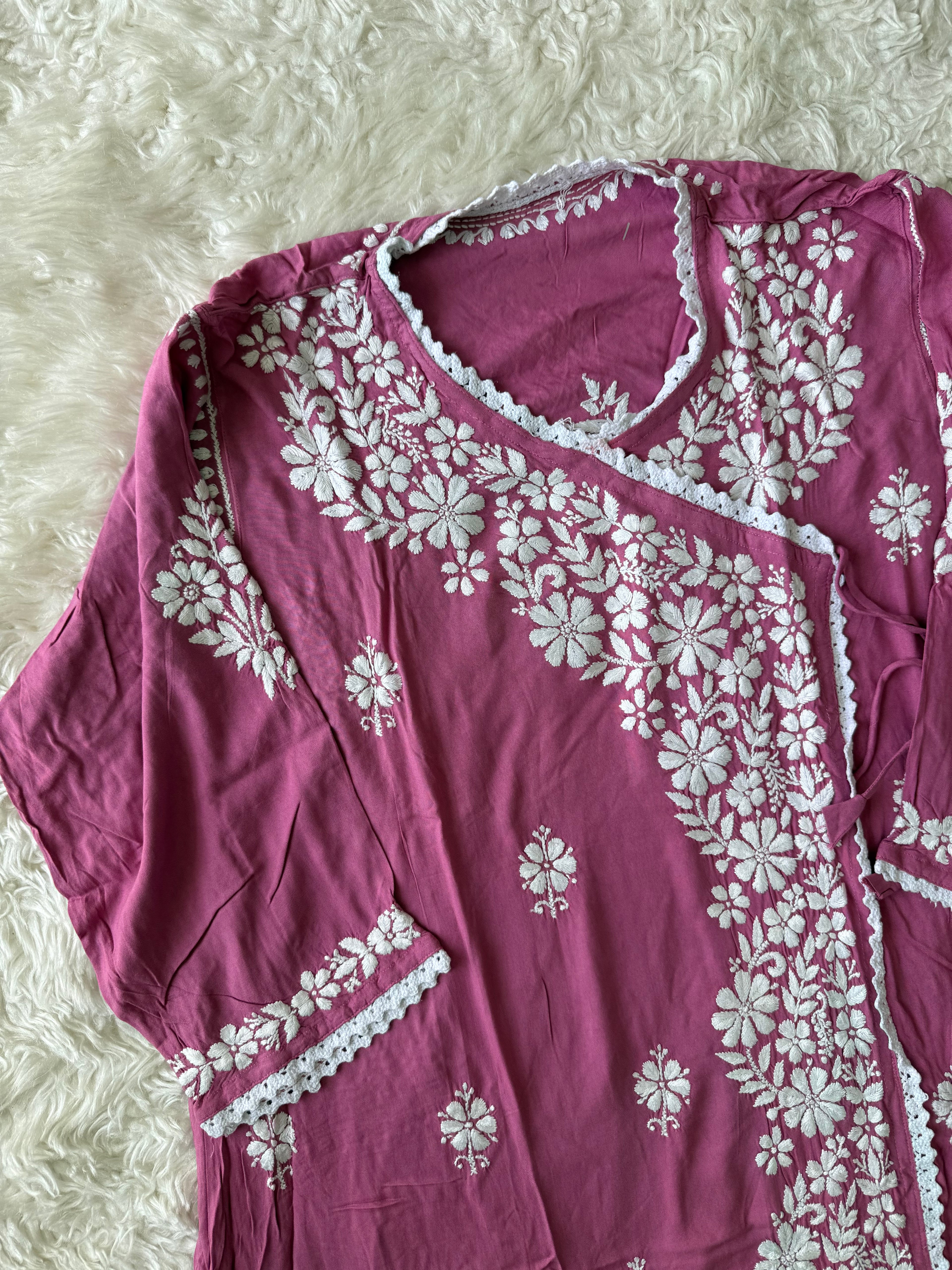 Heavy Rayon Angarkha Chikankari kurti